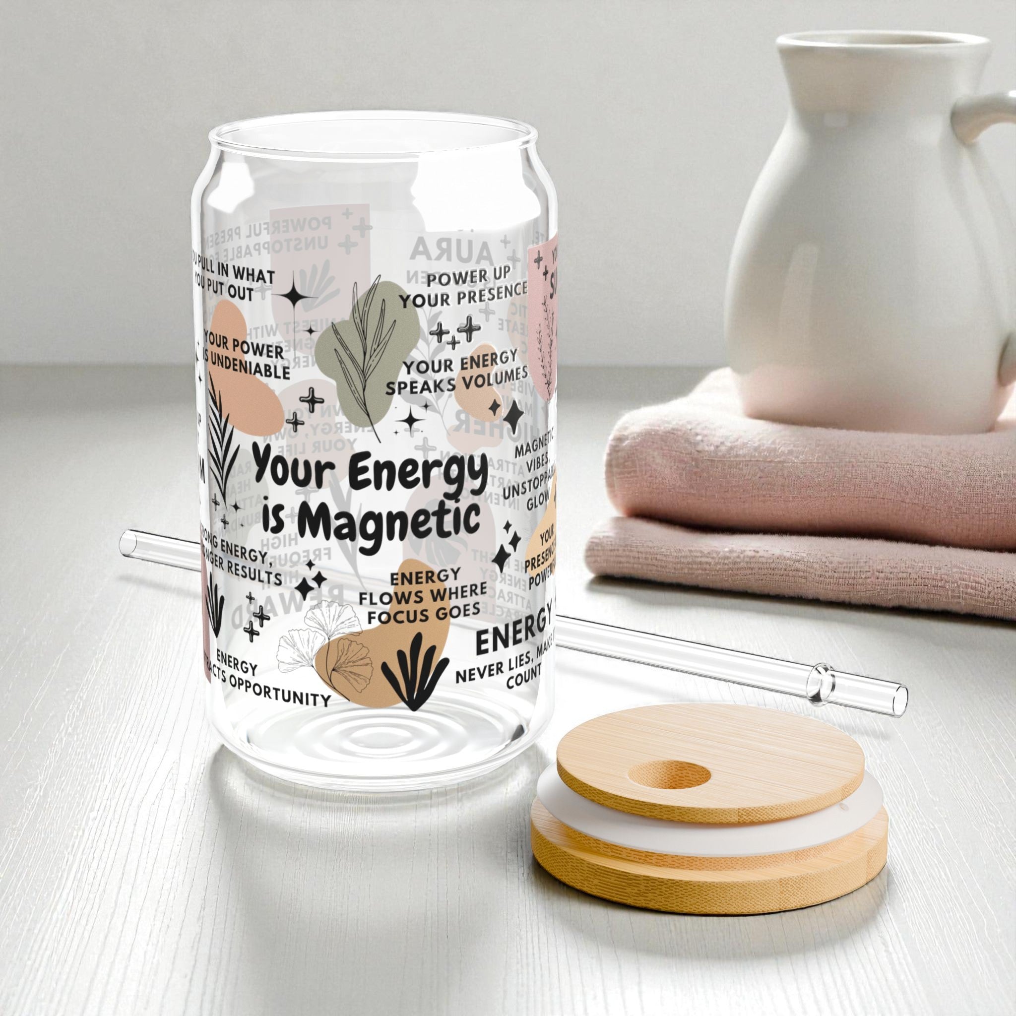 Your Energy Is Magnetic Glass Tumbler; 16oz
