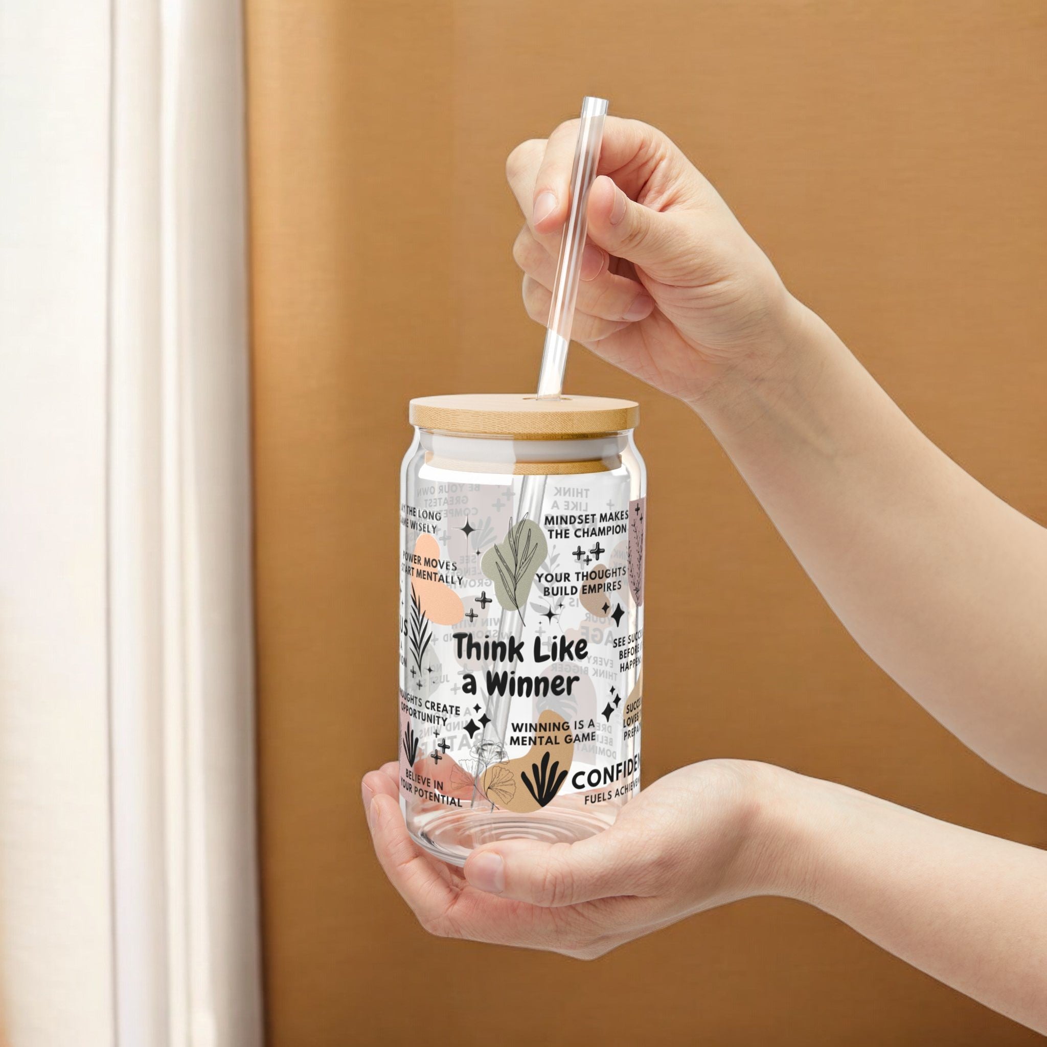 Think Like a Winner Glass Tumbler; 16oz
