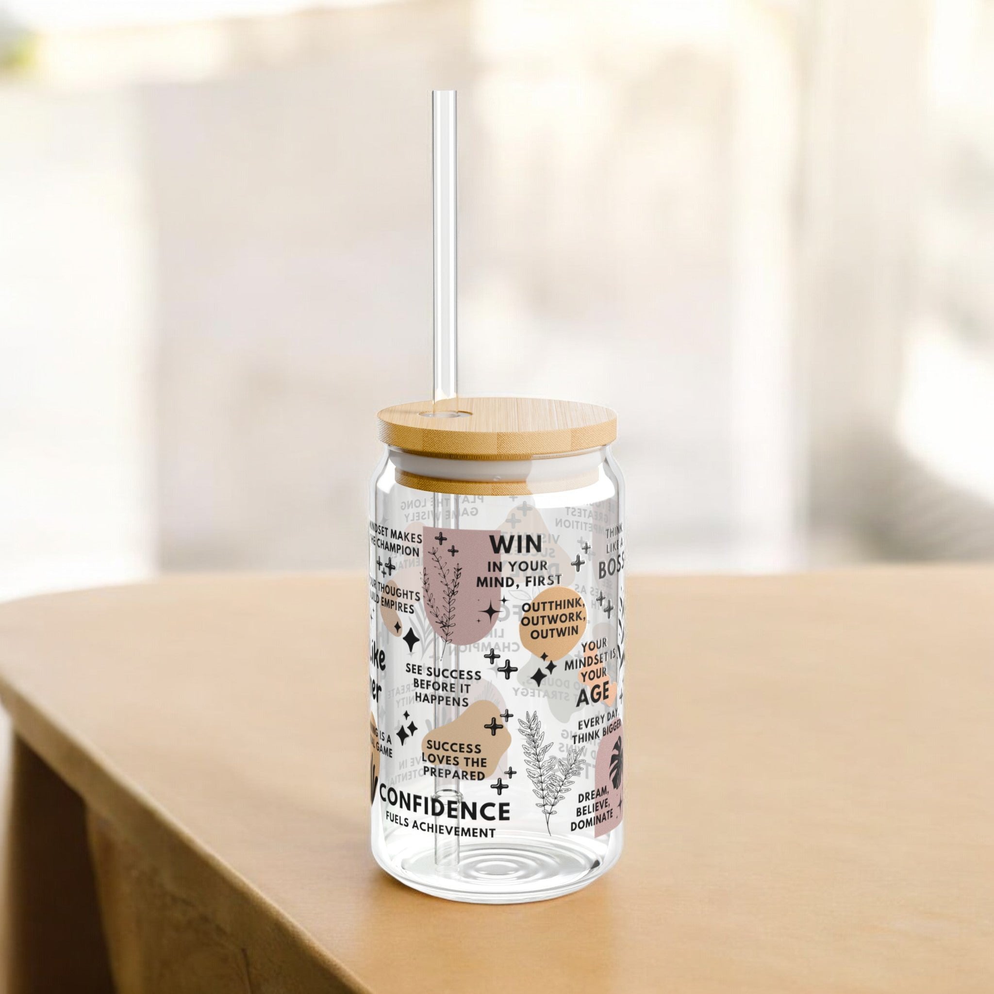 Think Like a Winner Glass Tumbler; 16oz