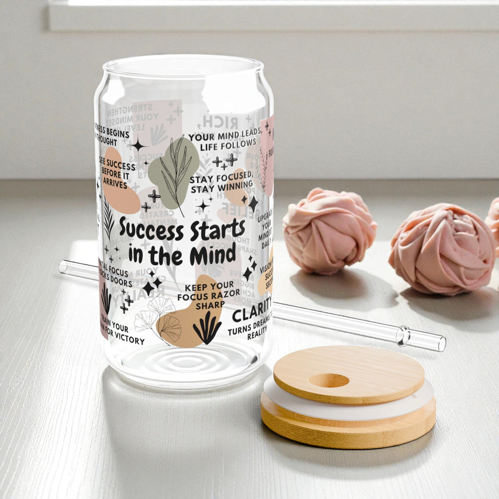 Success Starts in the Mind Glass Tumbler; 16oz