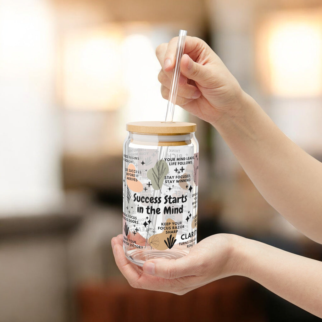 Success Starts in the Mind Glass Tumbler; 16oz