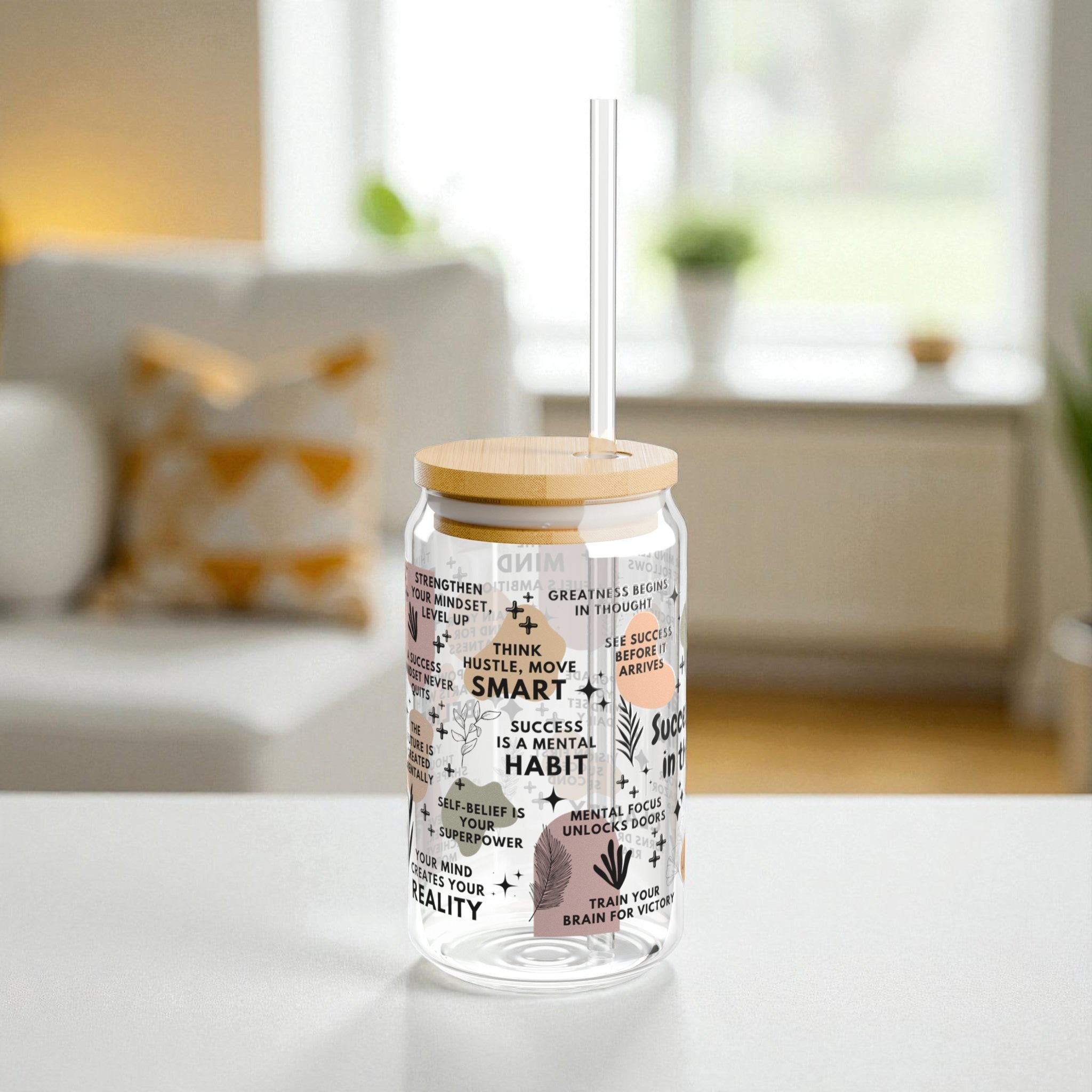 Success Starts in the Mind Glass Tumbler; 16oz