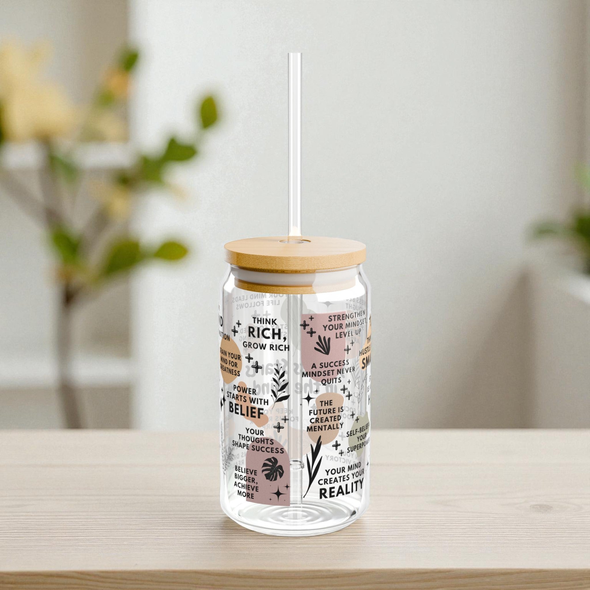 Success Starts in the Mind Glass Tumbler; 16oz