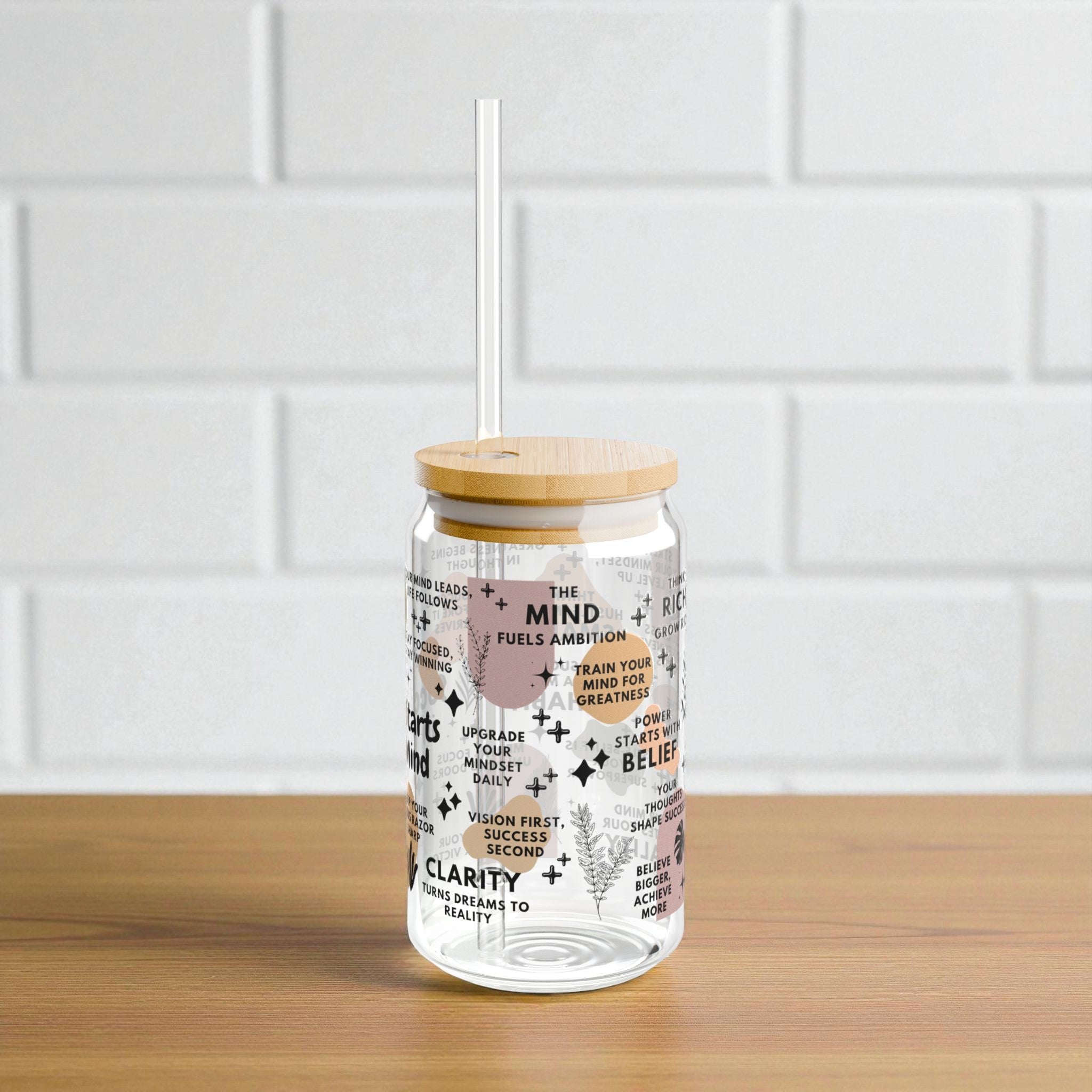 Success Starts in the Mind Glass Tumbler; 16oz