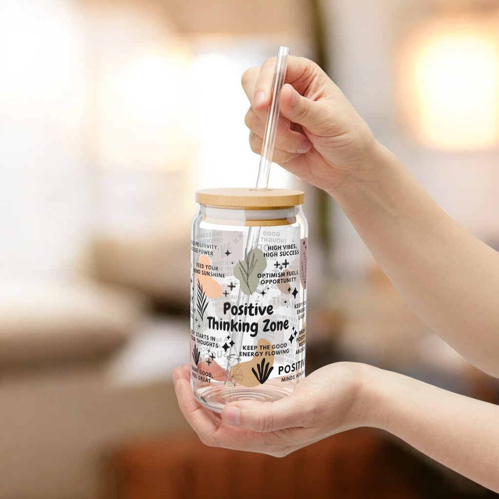 Positive Thinking Zone Glass Tumbler; 16oz