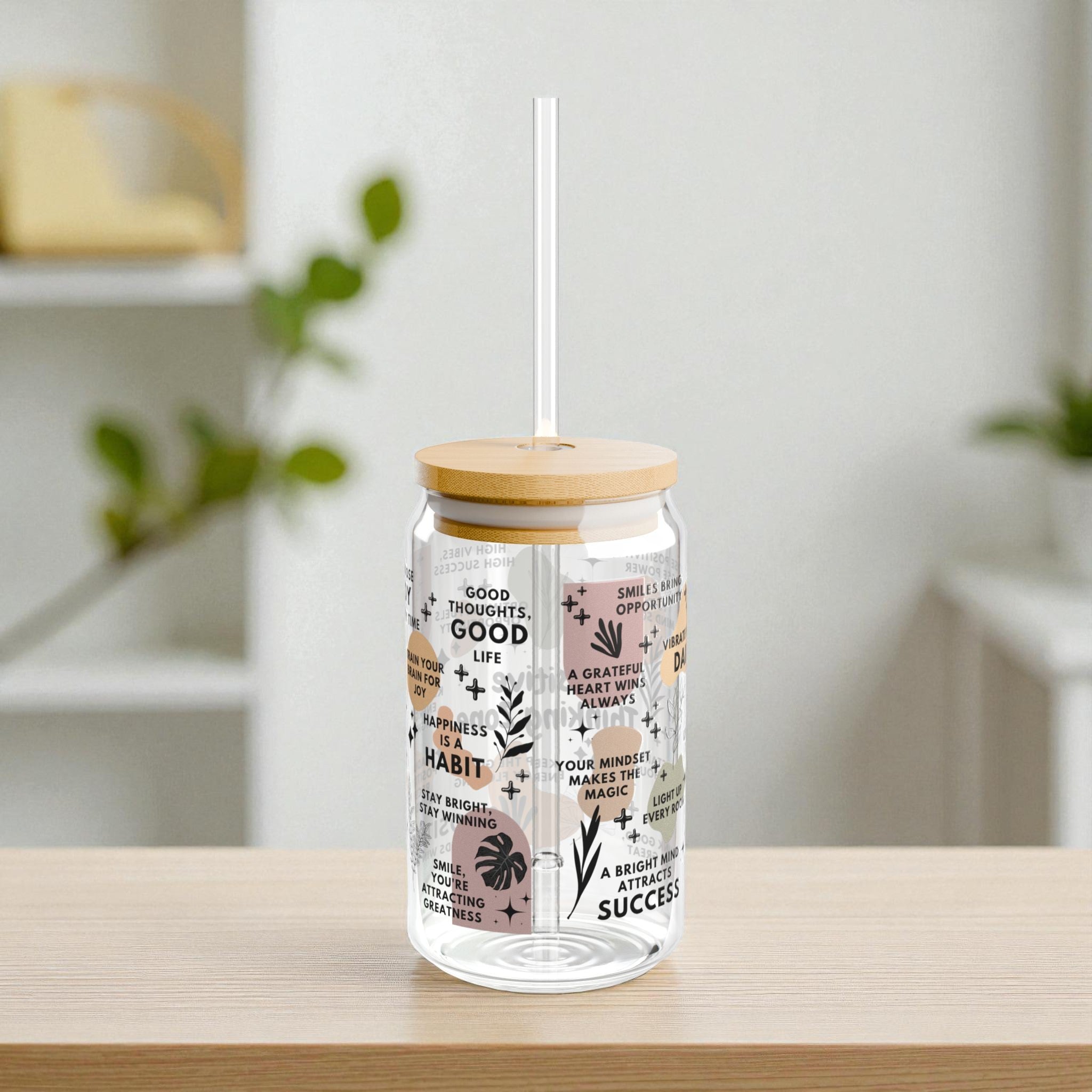 Positive Thinking Zone Glass Tumbler; 16oz