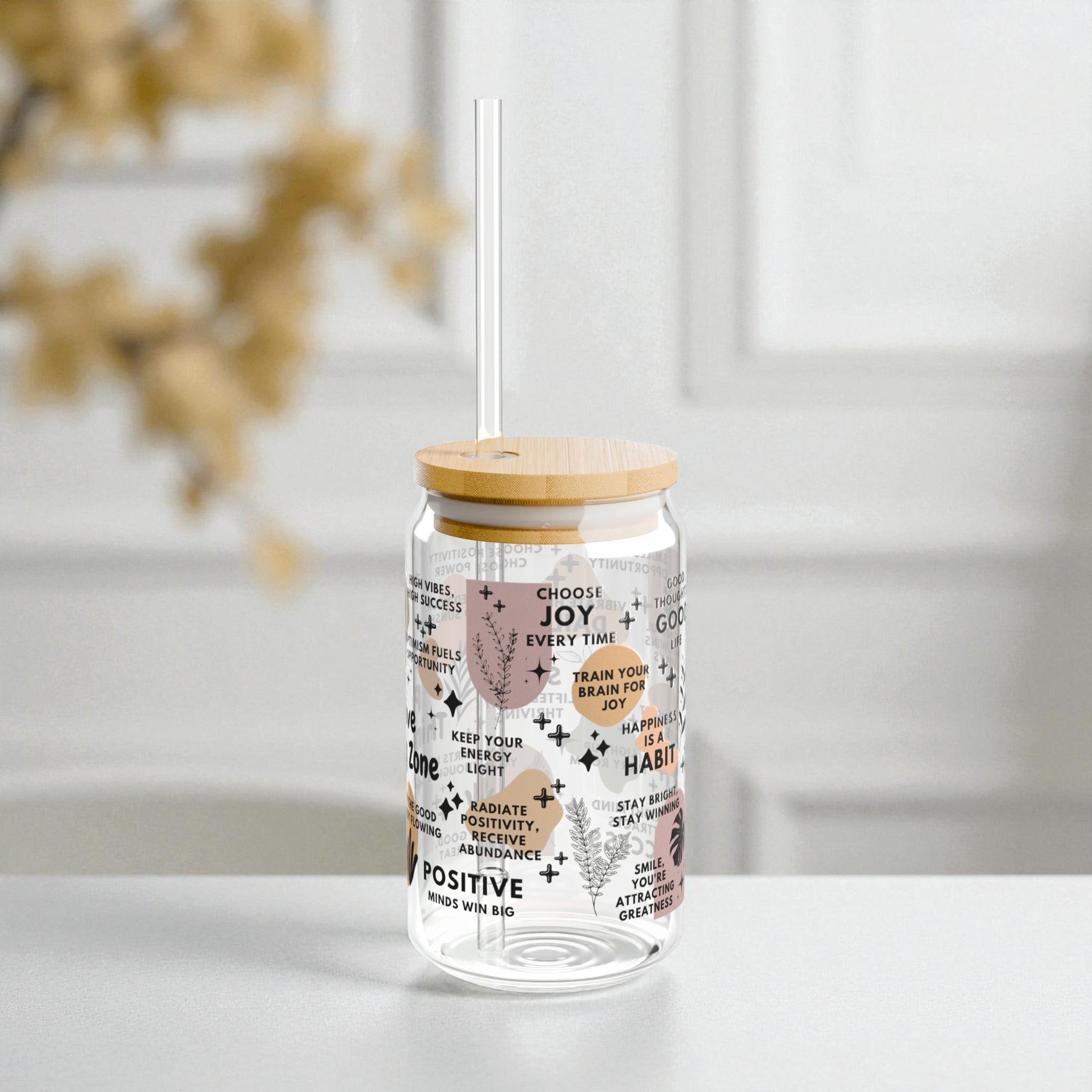 Positive Thinking Zone Glass Tumbler; 16oz