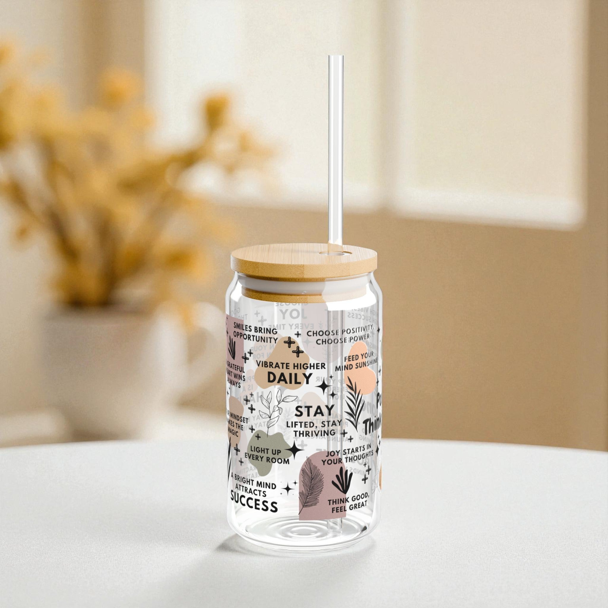 Positive Thinking Zone Glass Tumbler; 16oz