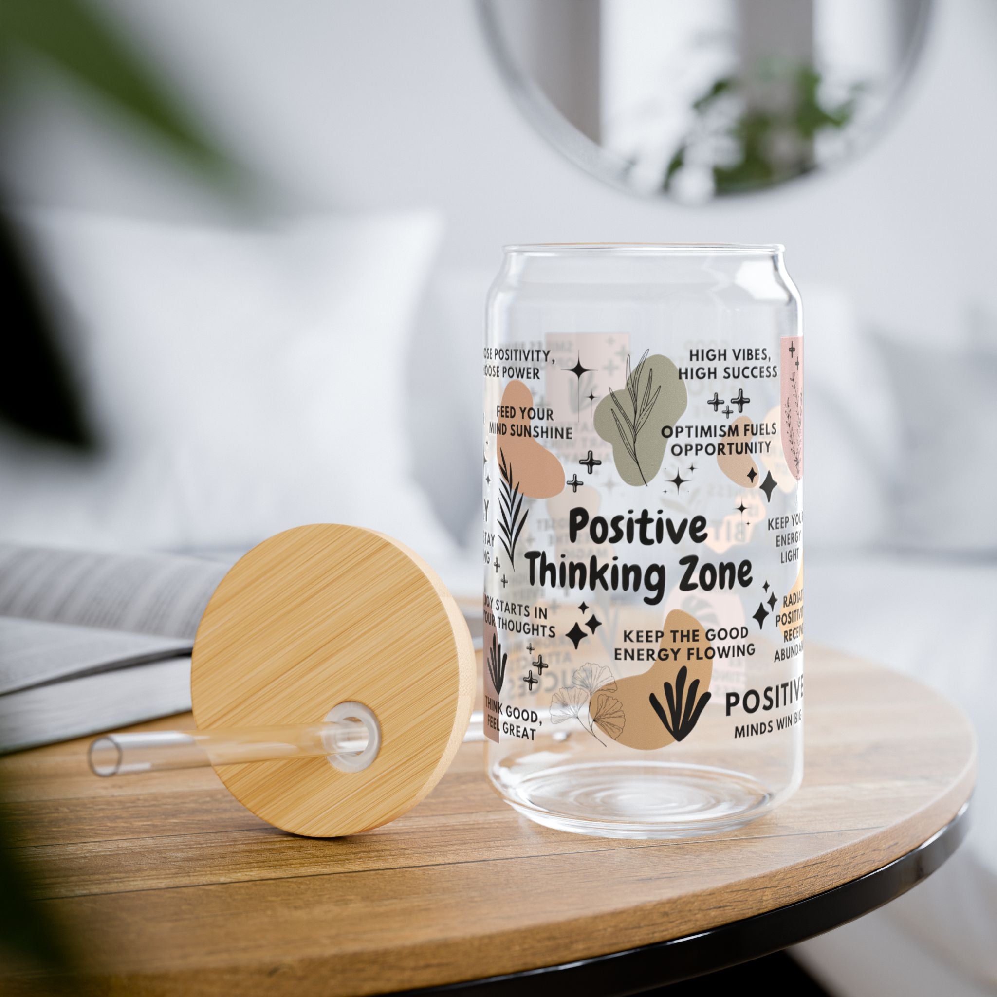Positive Thinking Zone Glass Tumbler; 16oz