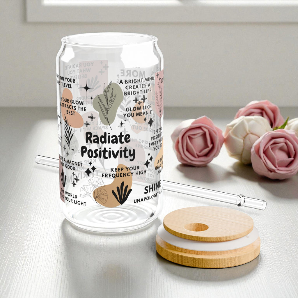 Radiate Positivity Glass Tumbler; 16oz