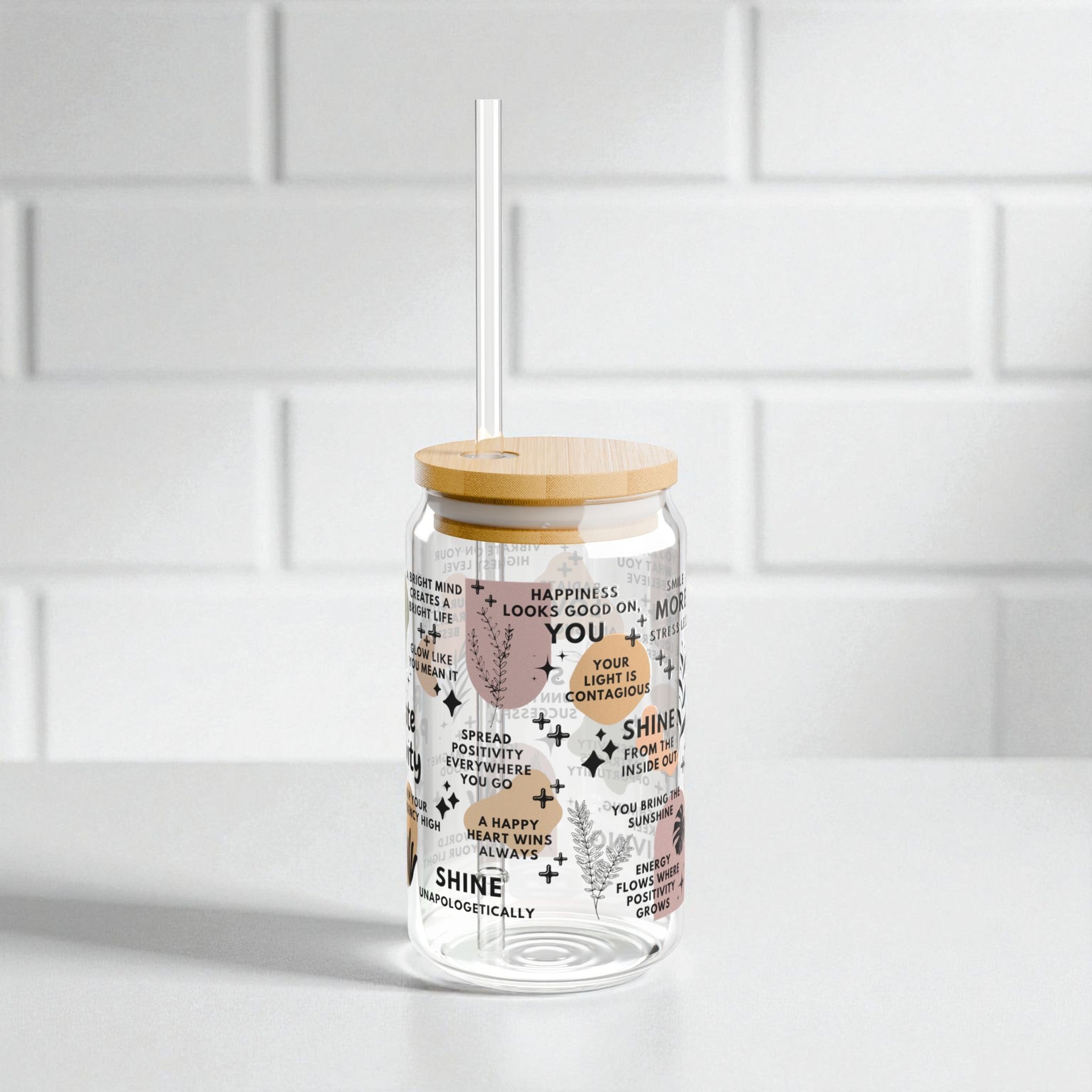Radiate Positivity Glass Tumbler; 16oz
