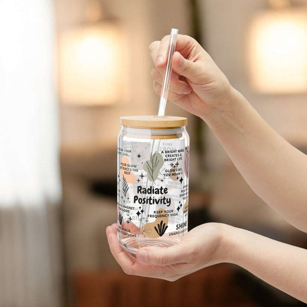 Radiate Positivity Glass Tumbler; 16oz