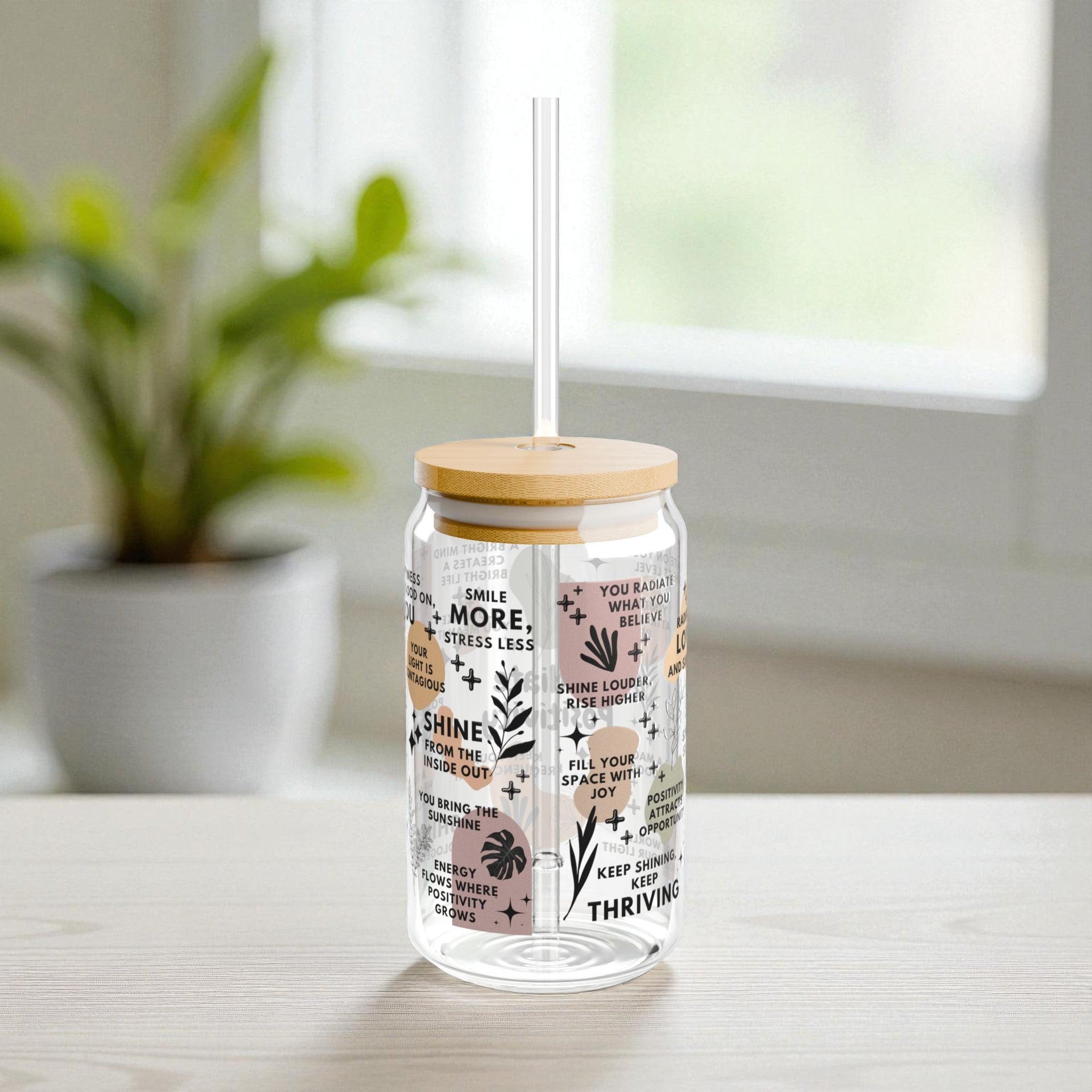 Radiate Positivity Glass Tumbler; 16oz