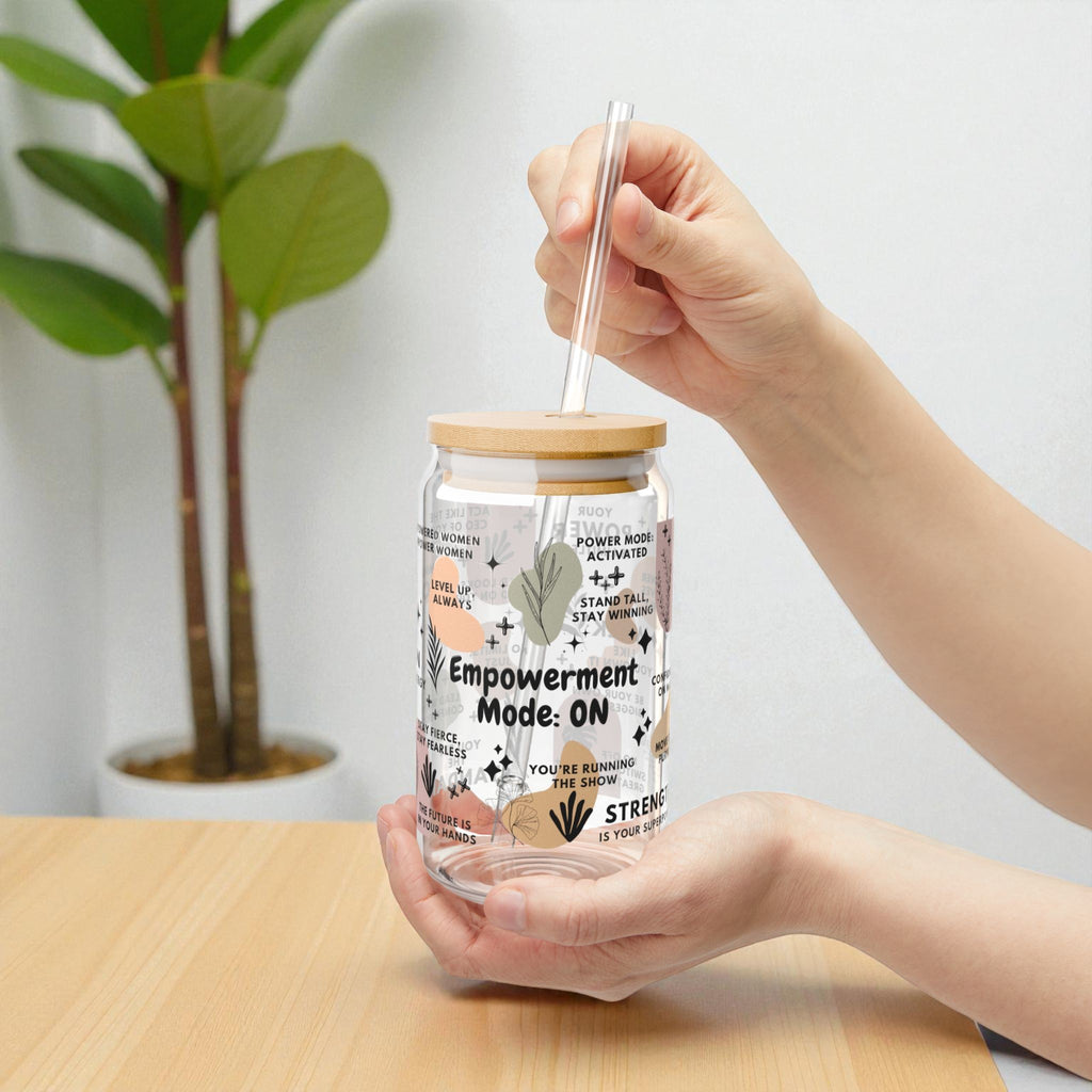 Empowerment Mode ON Glass Tumbler; 16oz