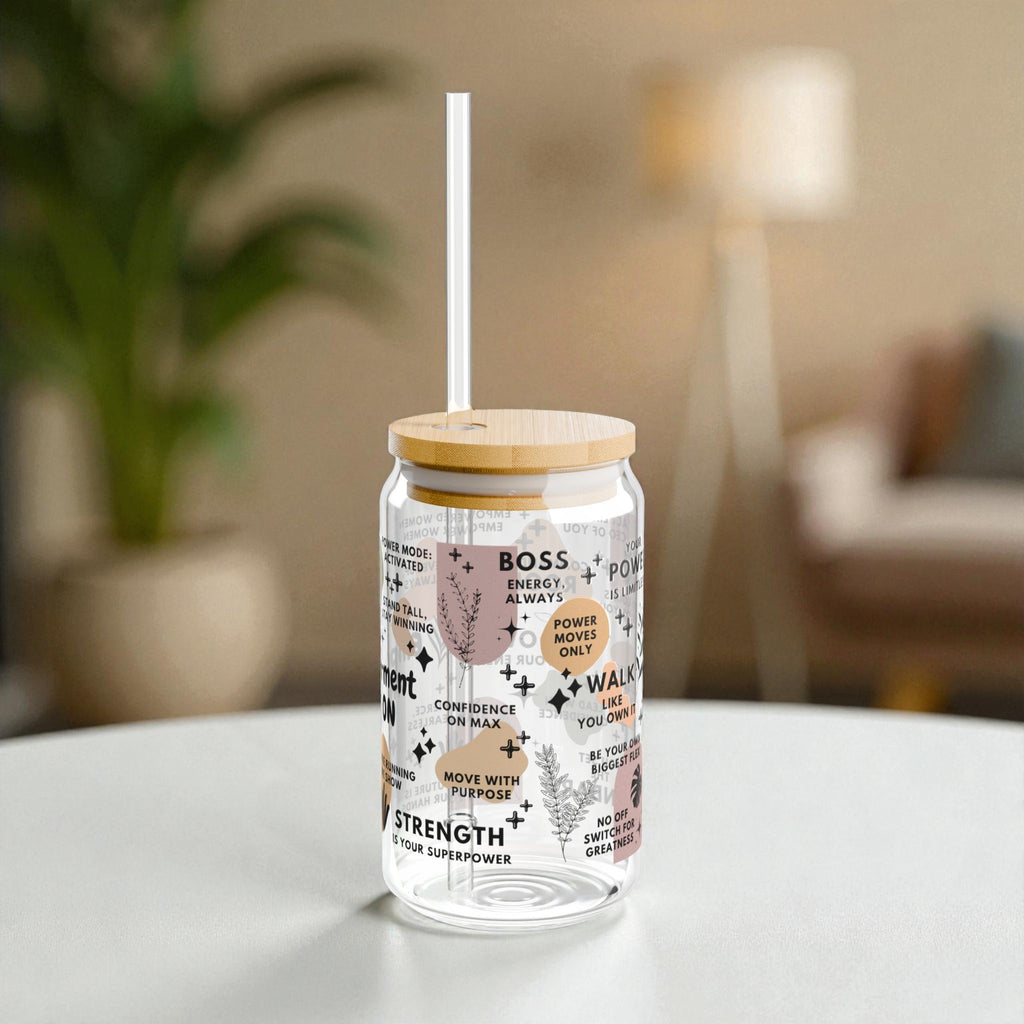 Empowerment Mode ON Glass Tumbler; 16oz