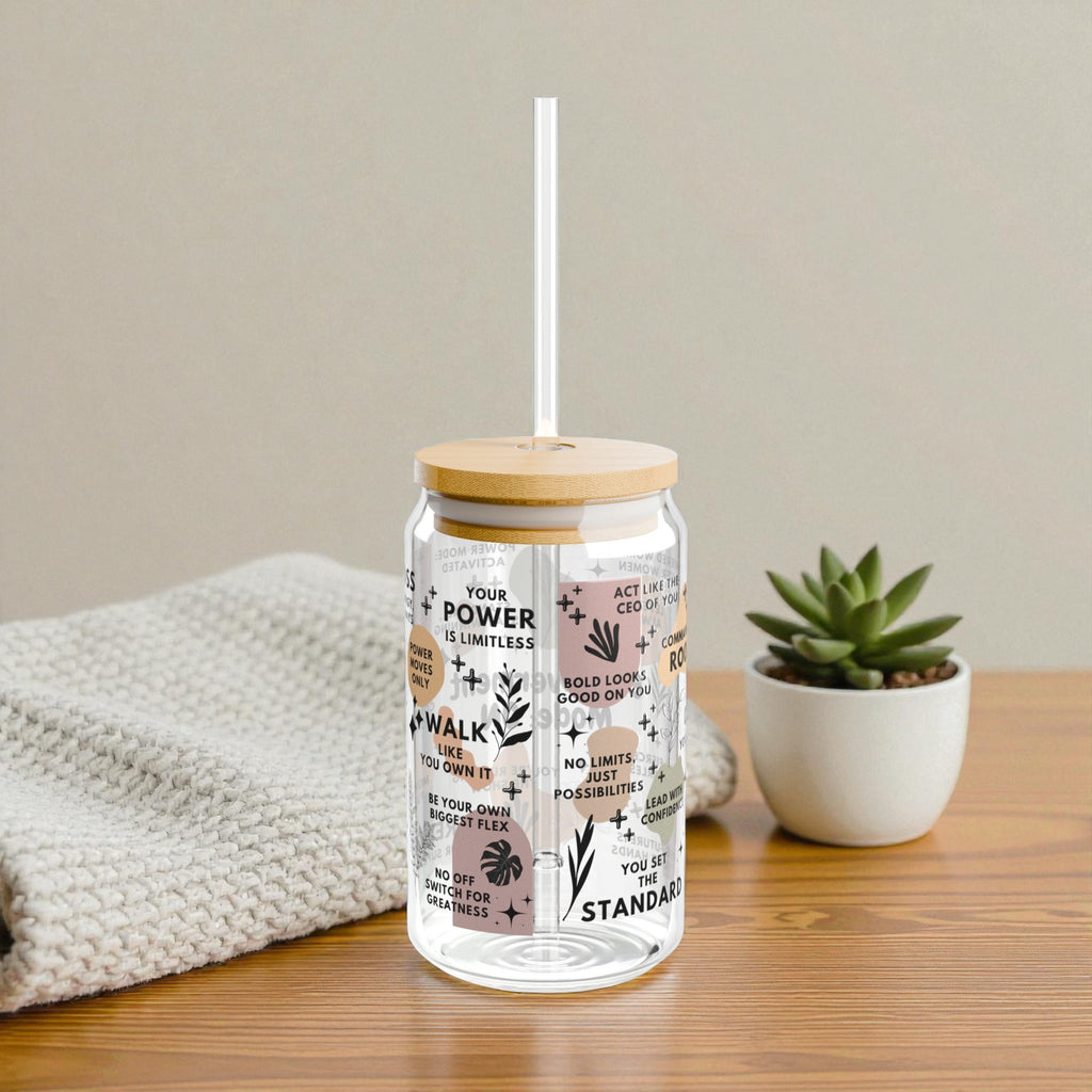 Empowerment Mode ON Glass Tumbler; 16oz