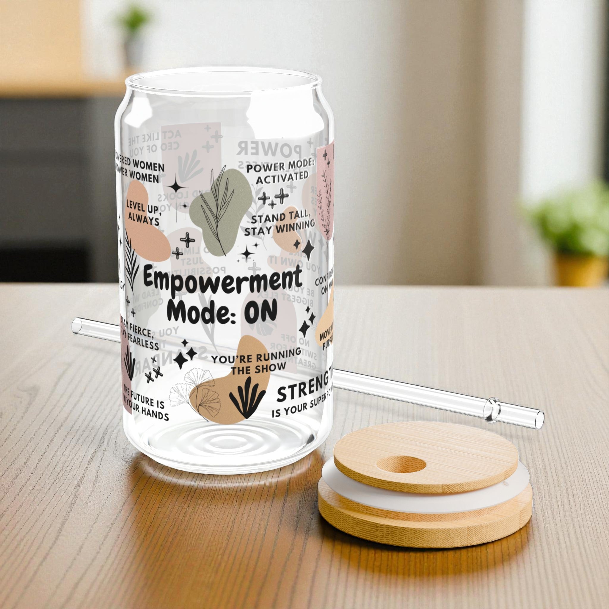 Empowerment Mode ON Glass Tumbler; 16oz