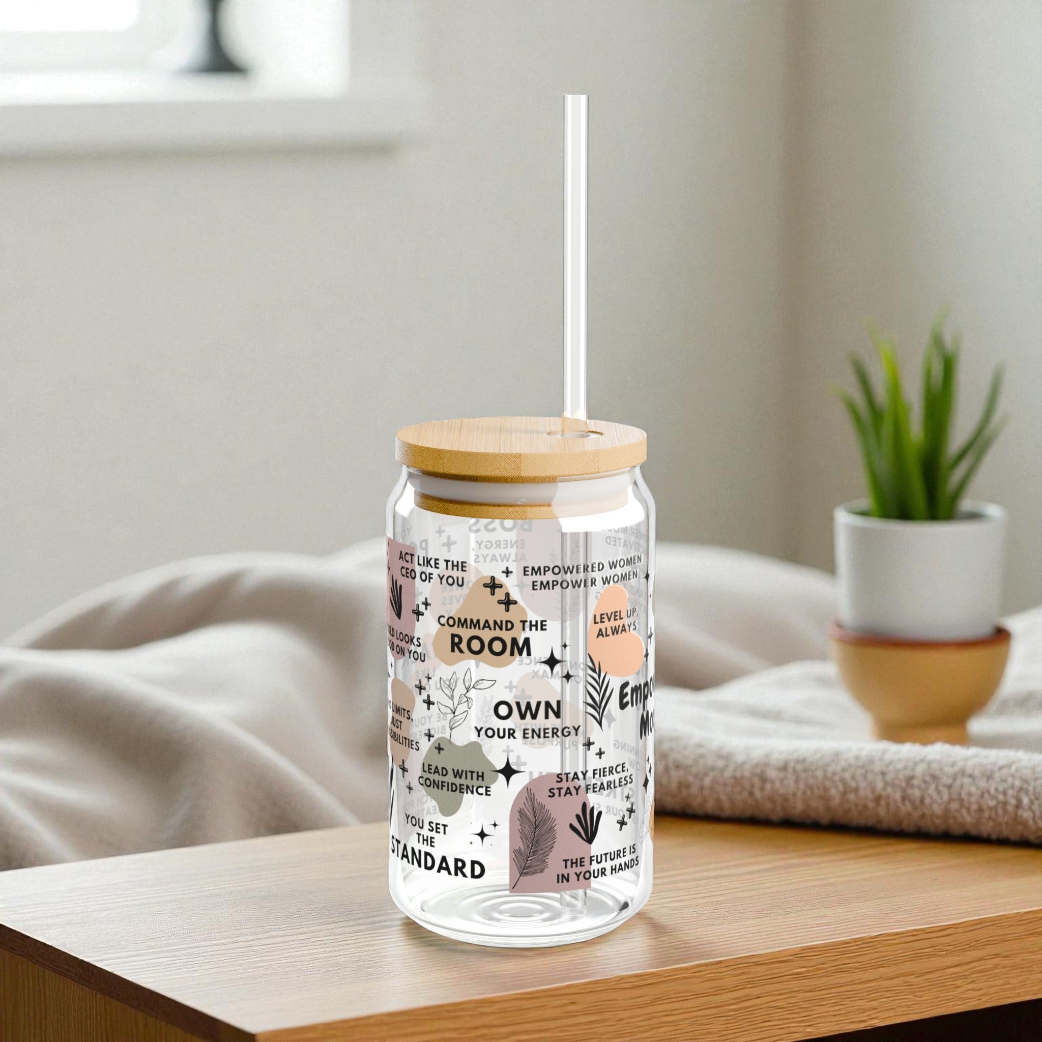 Empowerment Mode ON Glass Tumbler; 16oz