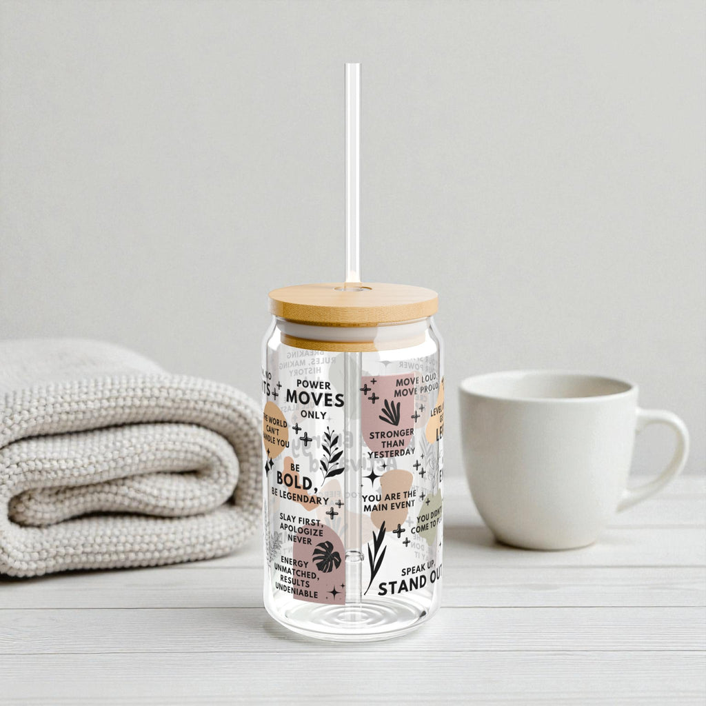 Badass Energy Activated Sipper Glass; 16oz – Motivational Drinkware for Women