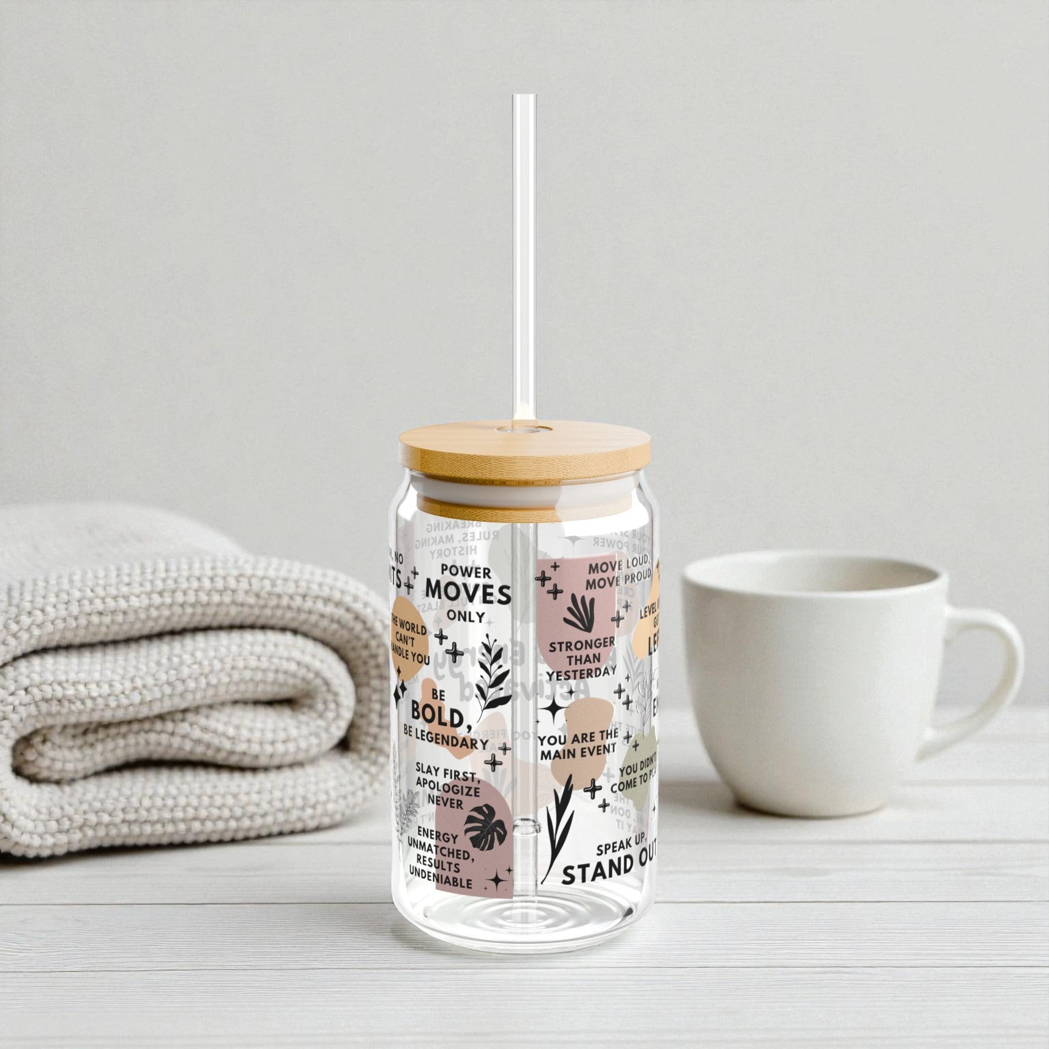 Badass Energy Activated Sipper Glass; 16oz – Motivational Drinkware for Women