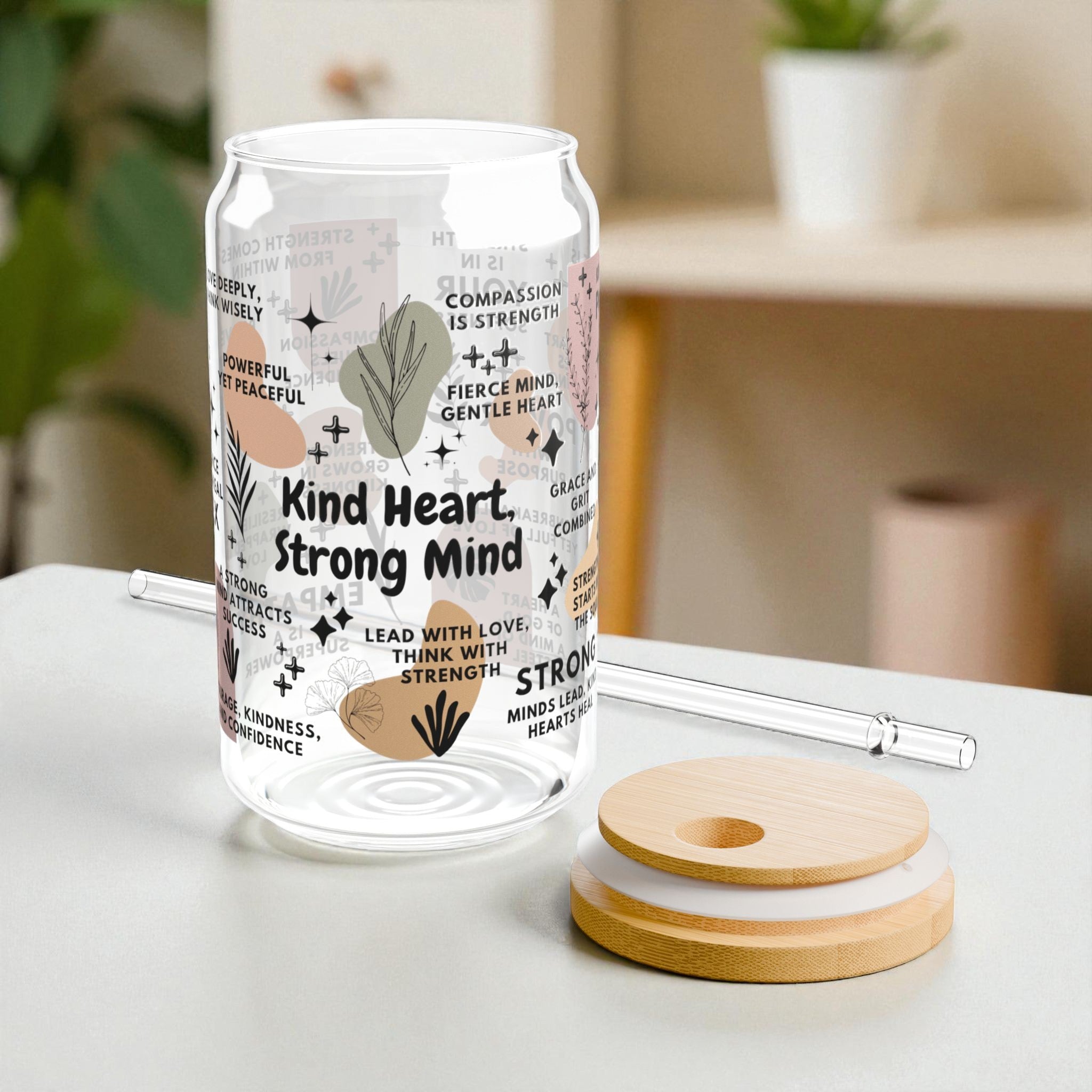Kind Heart Strong Mind Glass Tumbler; 16oz