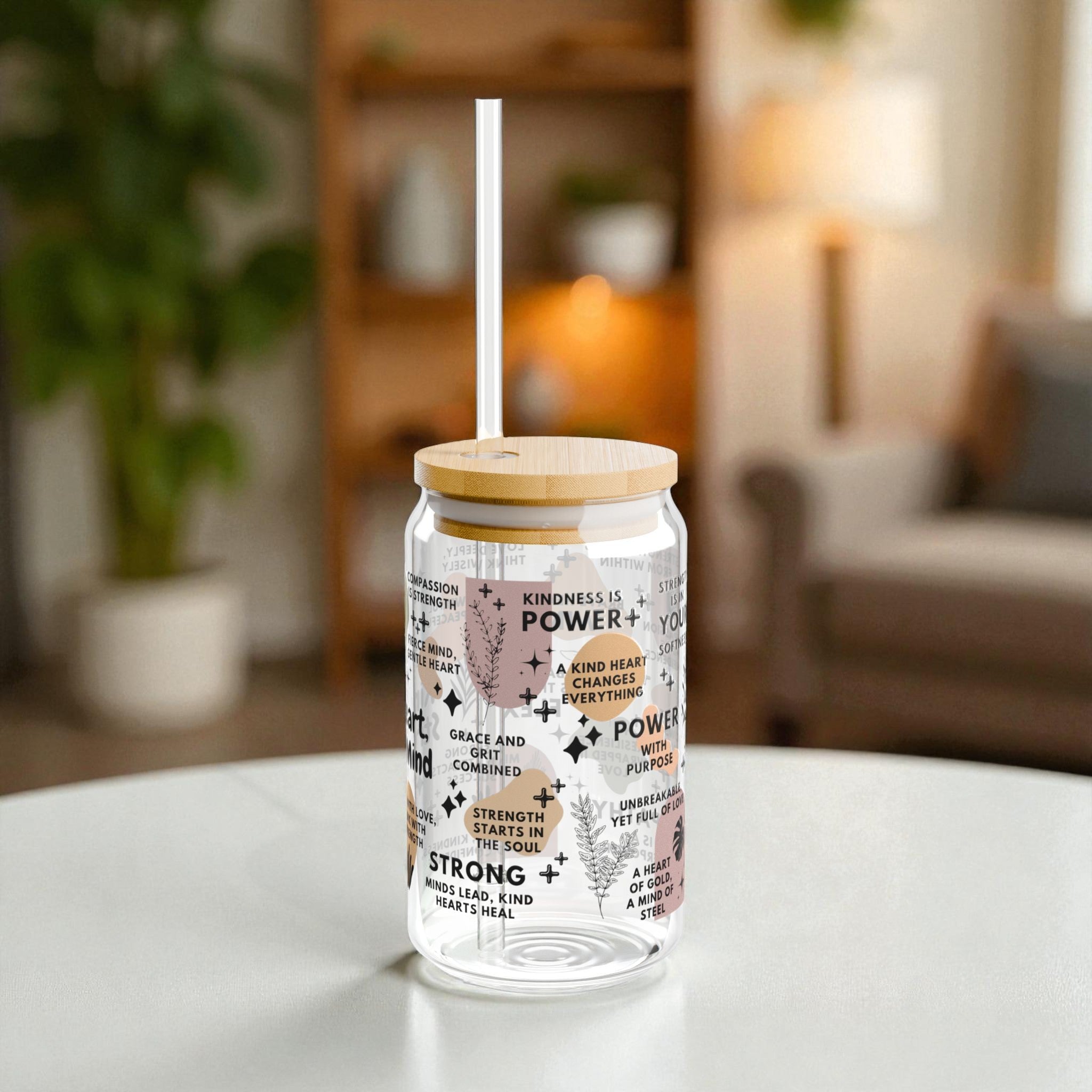 Kind Heart Strong Mind Glass Tumbler; 16oz