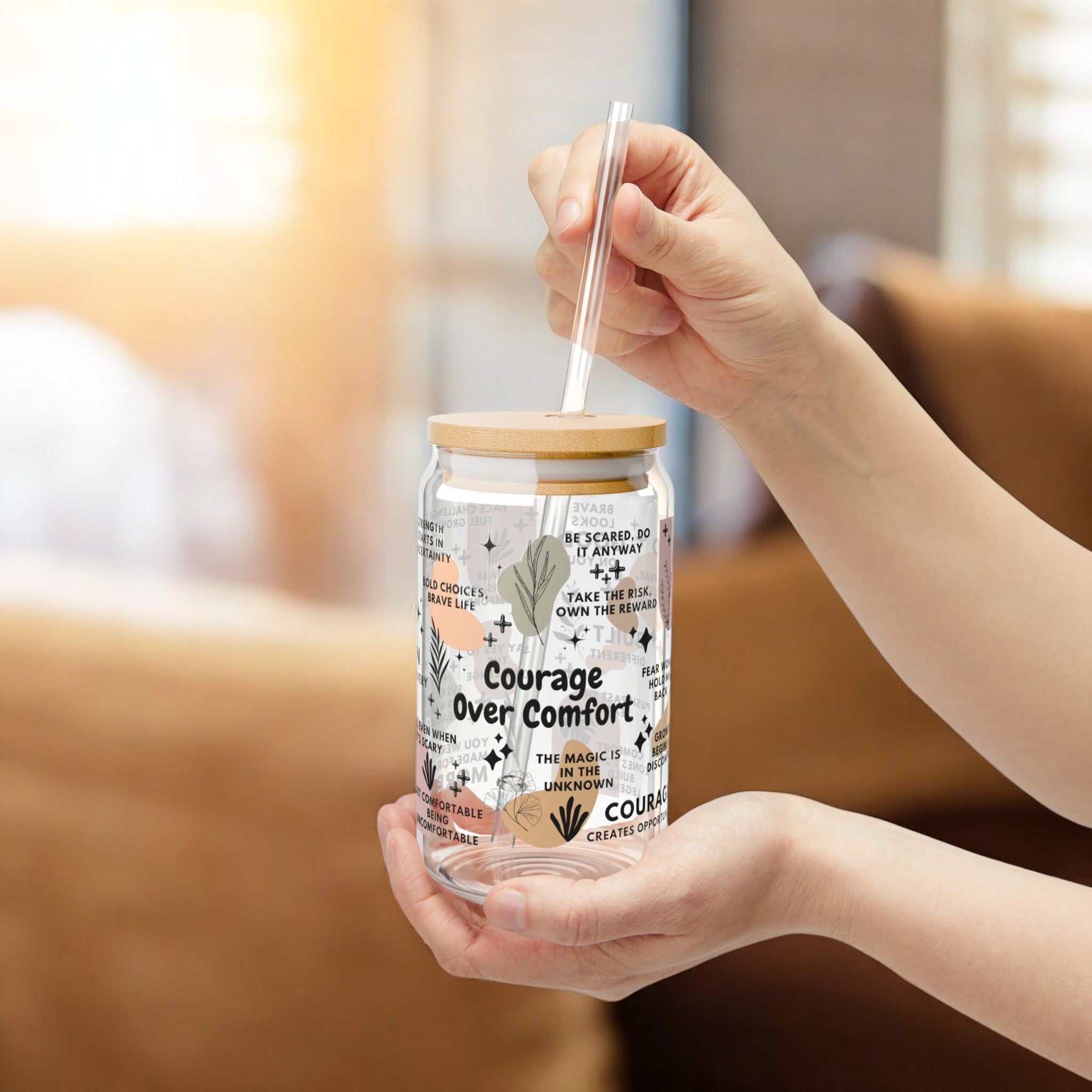 Courage Over Comfort Glass Tumbler; 16oz