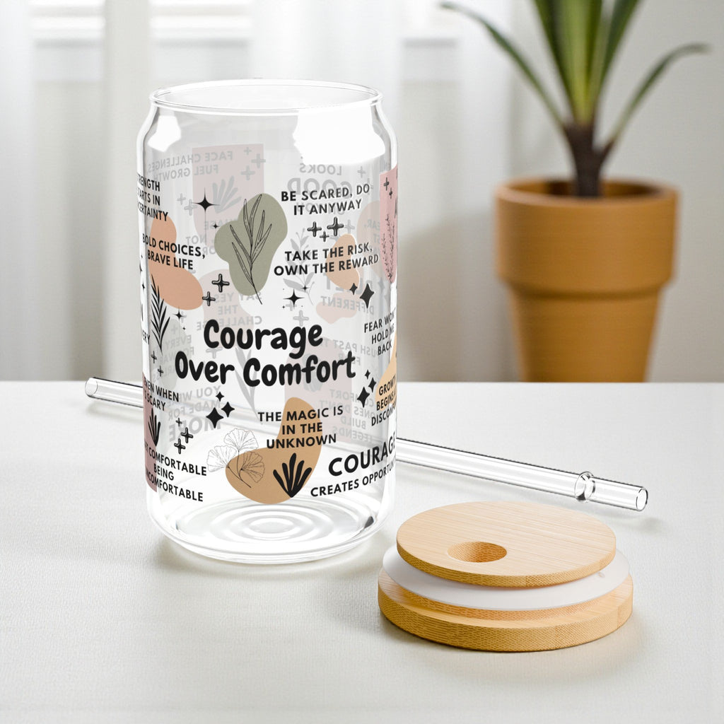 Courage Over Comfort Glass Tumbler; 16oz