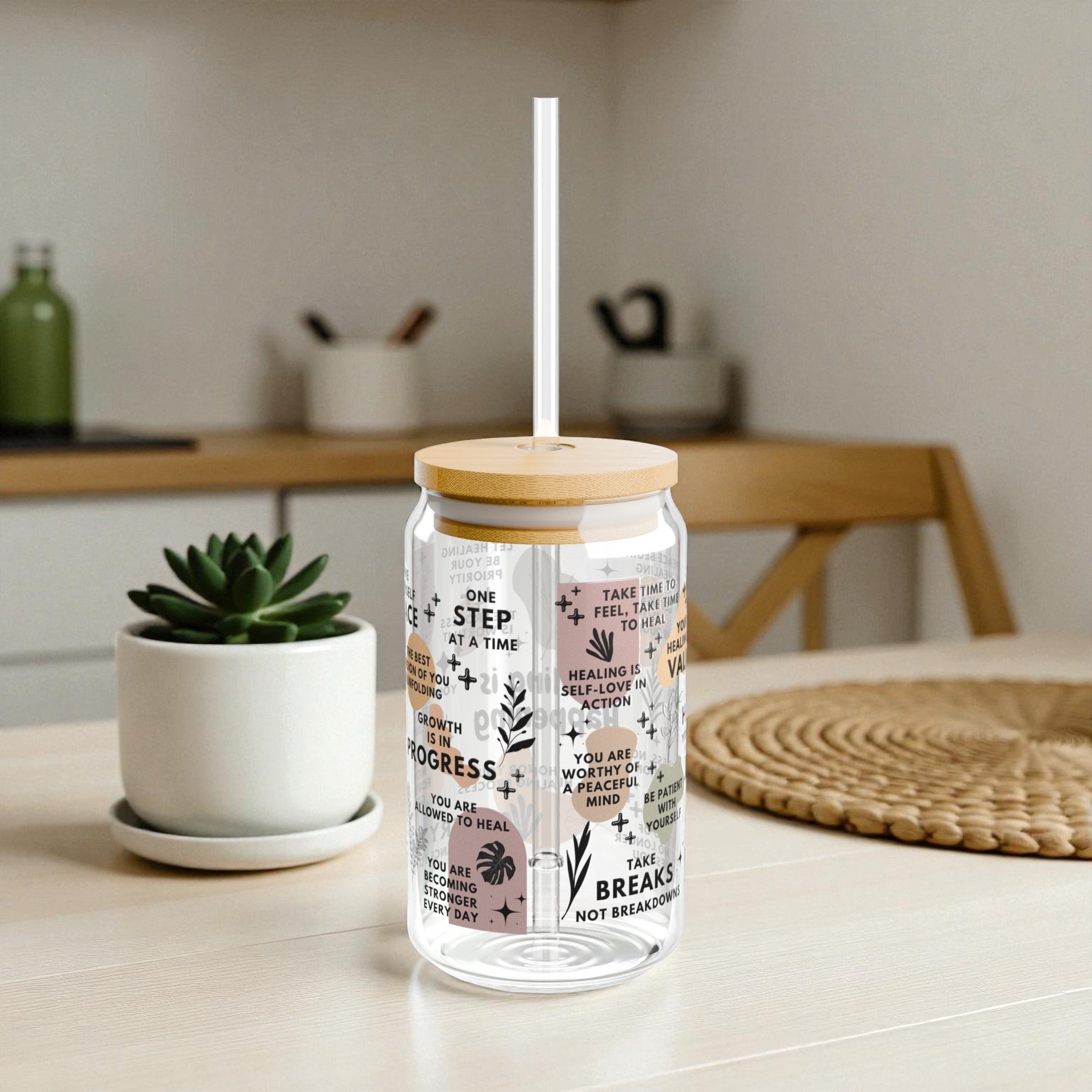 Healing Is Happening Glass Tumbler; 16oz