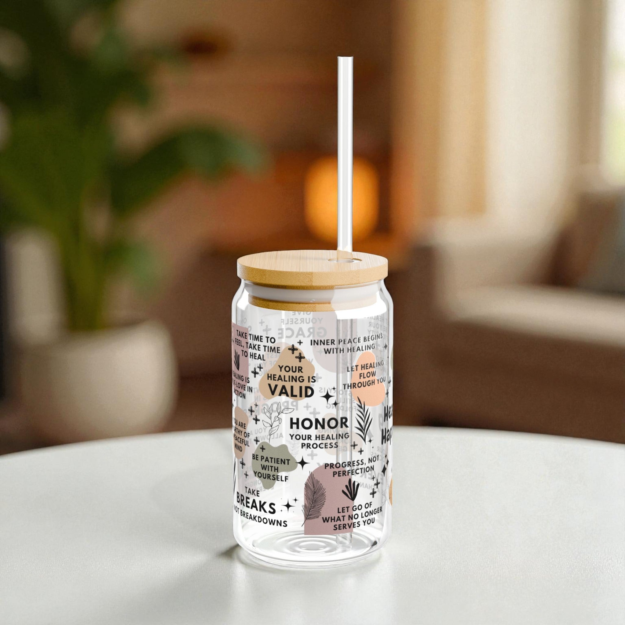 Healing Is Happening Glass Tumbler; 16oz