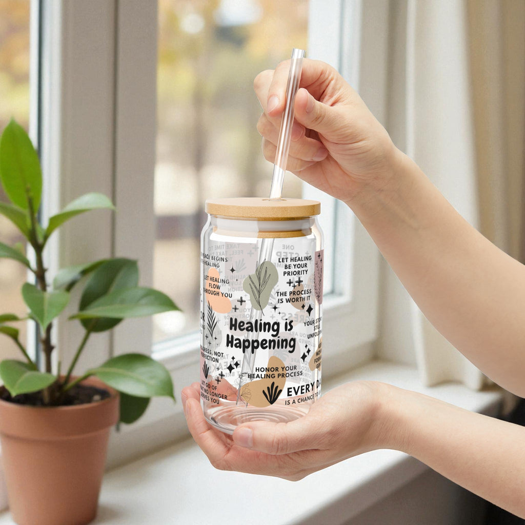 Healing Is Happening Glass Tumbler; 16oz