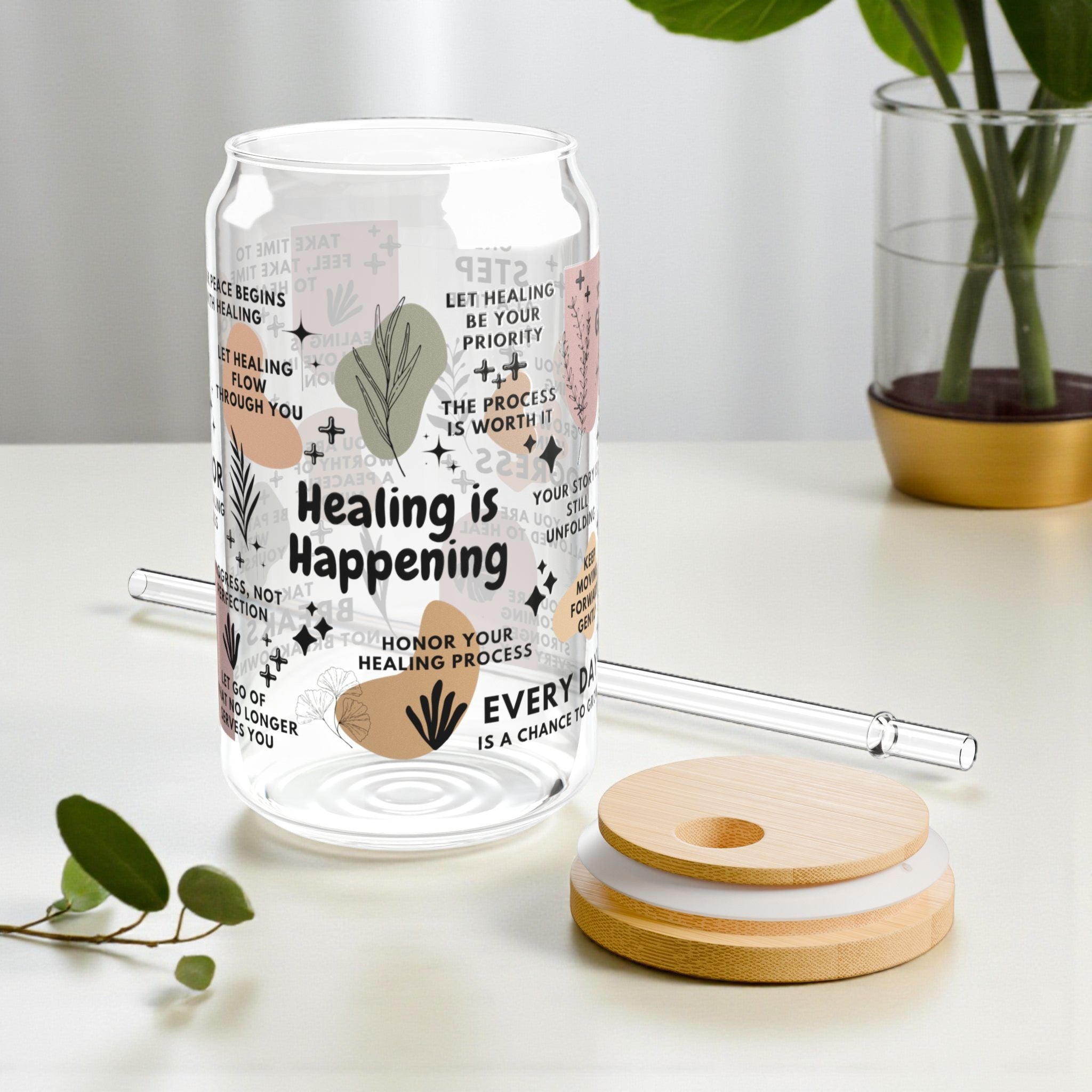 Healing Is Happening Glass Tumbler; 16oz