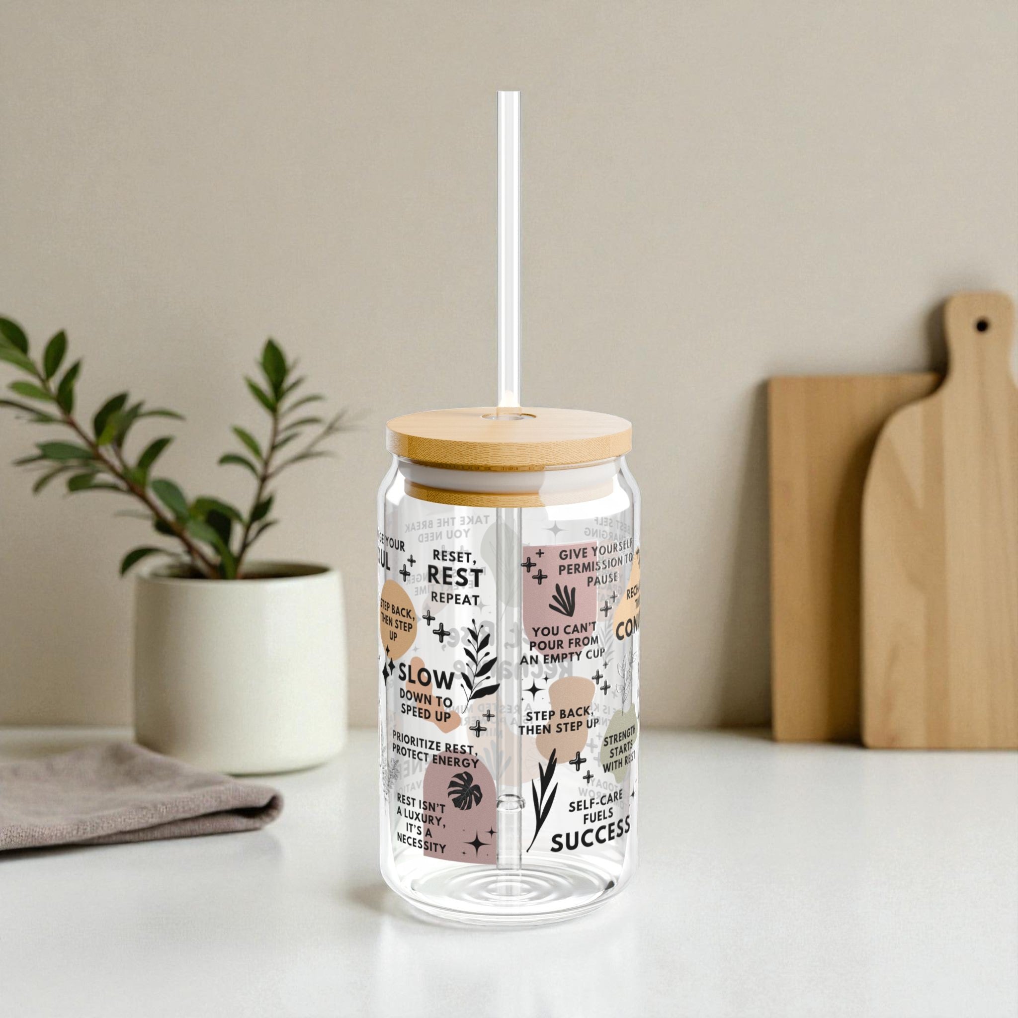 Reset Rise Recharge Glass Tumbler; 16oz