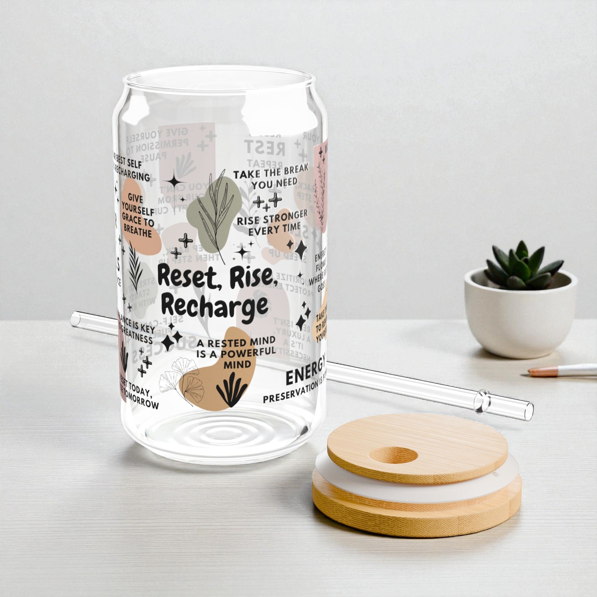 Reset Rise Recharge Glass Tumbler; 16oz