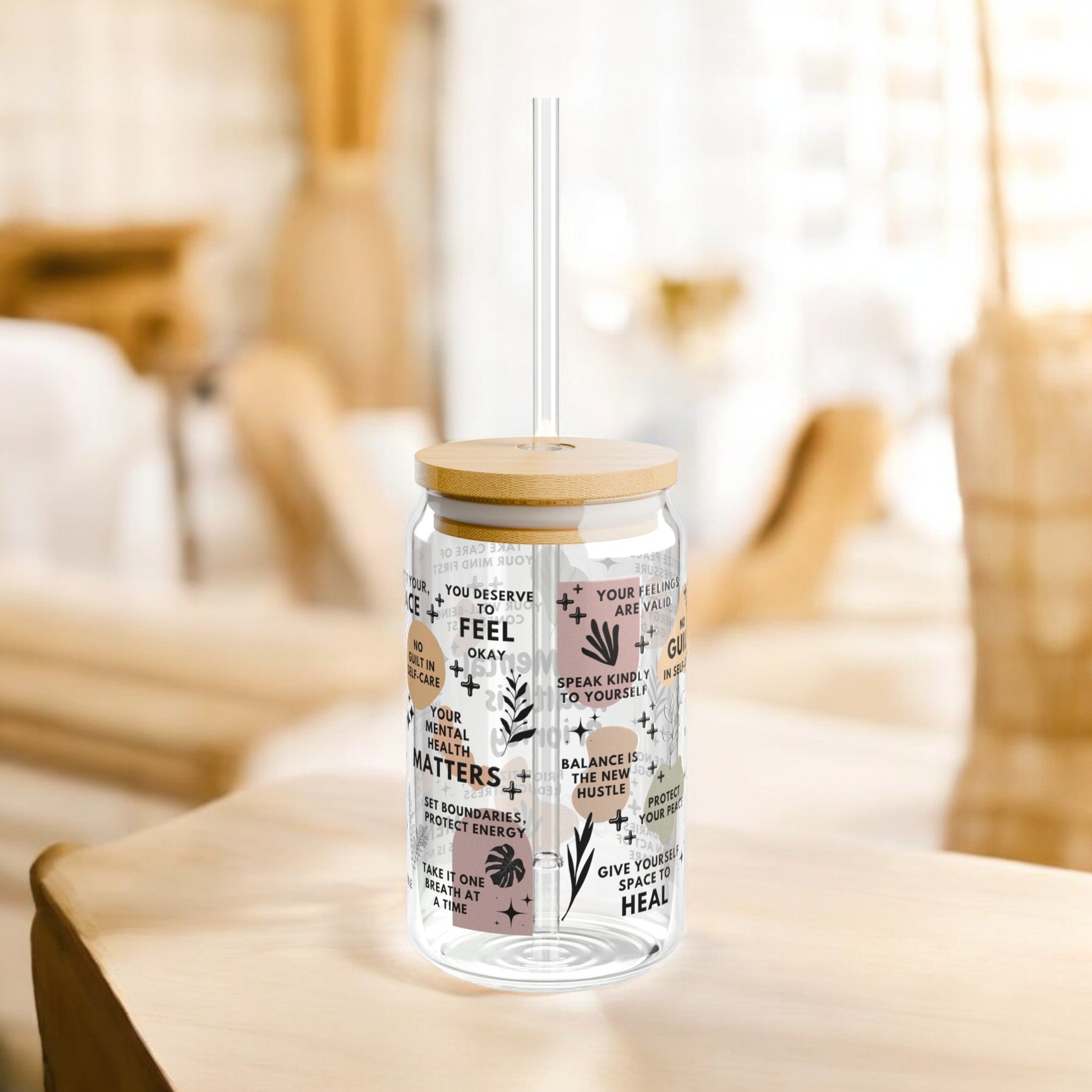 Your Mental Health Is Priority Glass Tumbler; 16oz