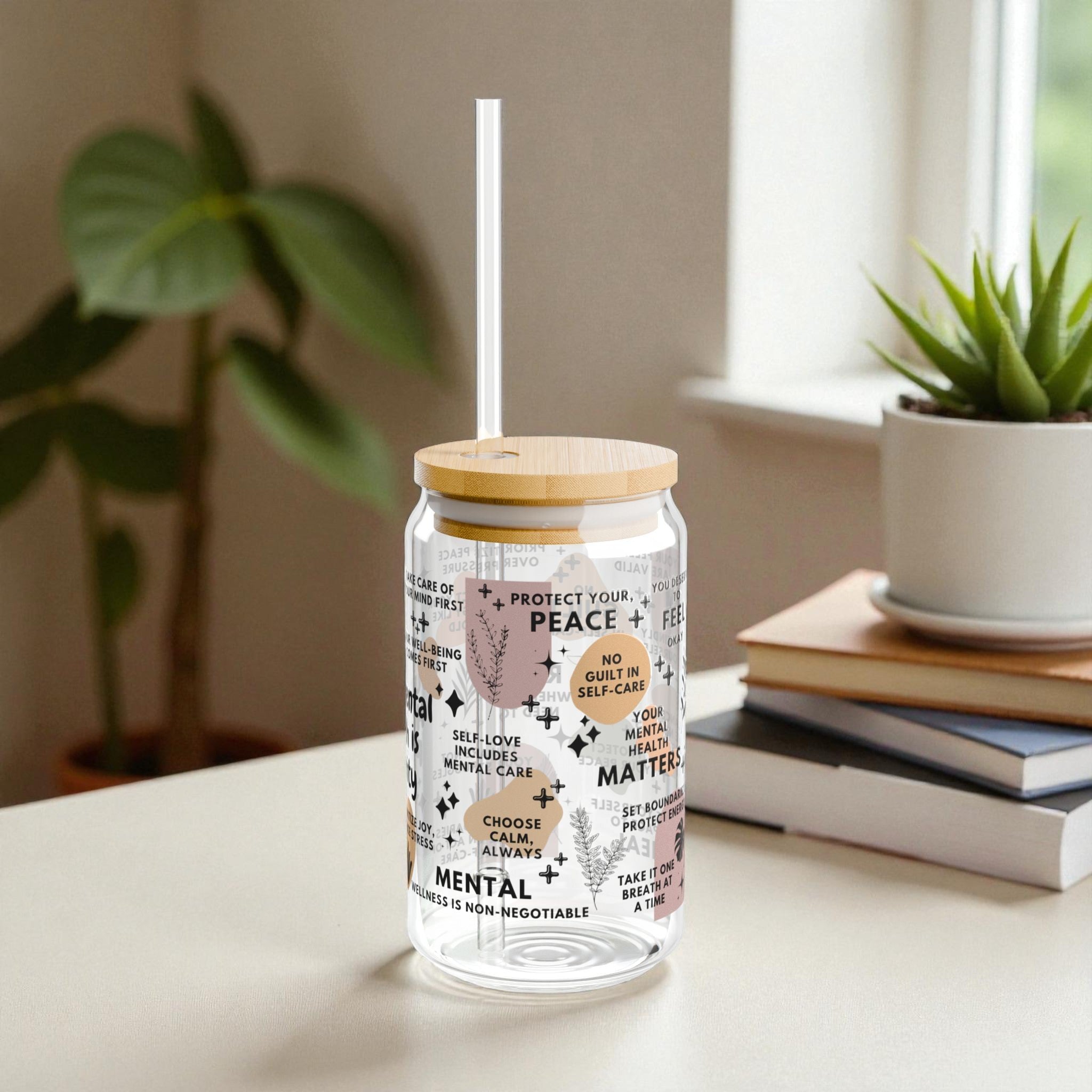 Your Mental Health Is Priority Glass Tumbler; 16oz