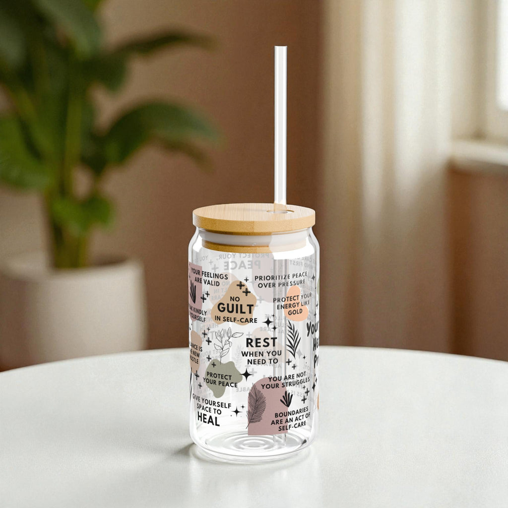 Your Mental Health Is Priority Glass Tumbler; 16oz