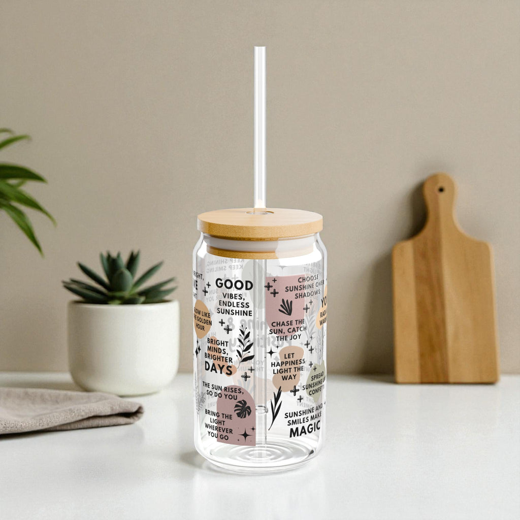 Sunshine and Positivity Glass Tumbler; 16oz