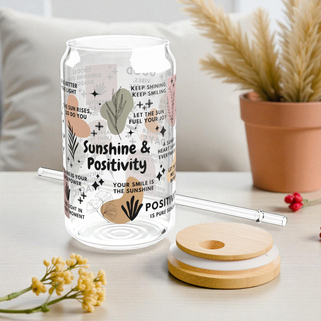Sunshine and Positivity Glass Tumbler; 16oz