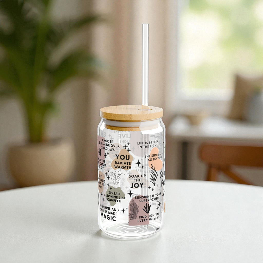 Sunshine and Positivity Glass Tumbler; 16oz