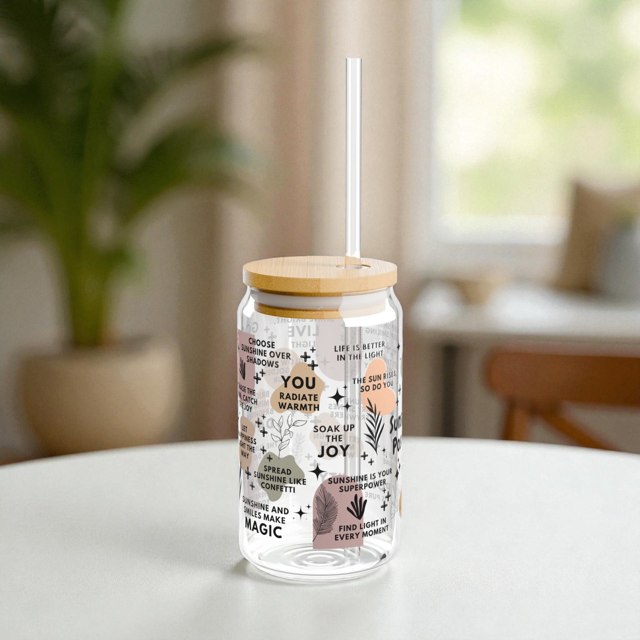 Sunshine and Positivity Glass Tumbler; 16oz