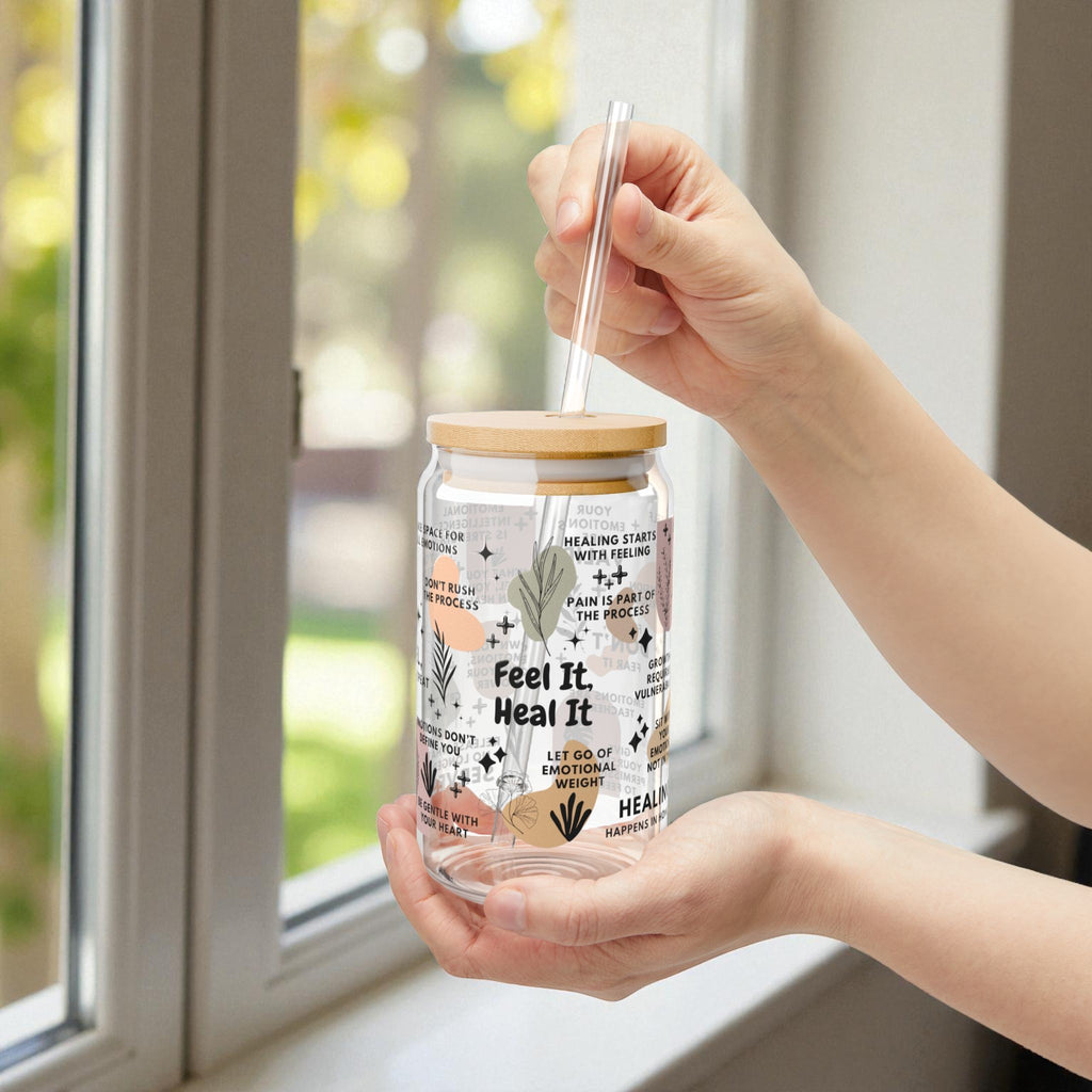 Feel It Heal It Glass Tumbler; 16oz