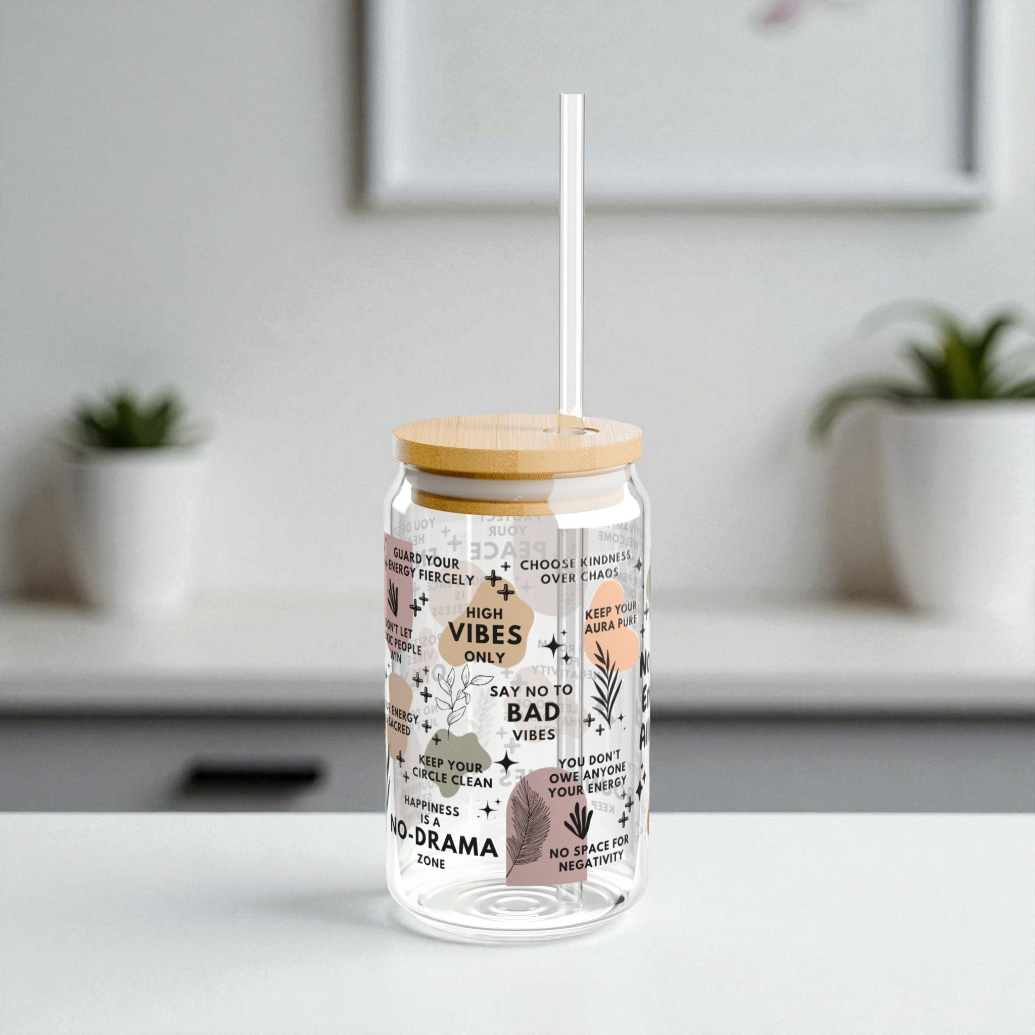 No Toxic Energy Allowed Glass Tumbler; 16oz