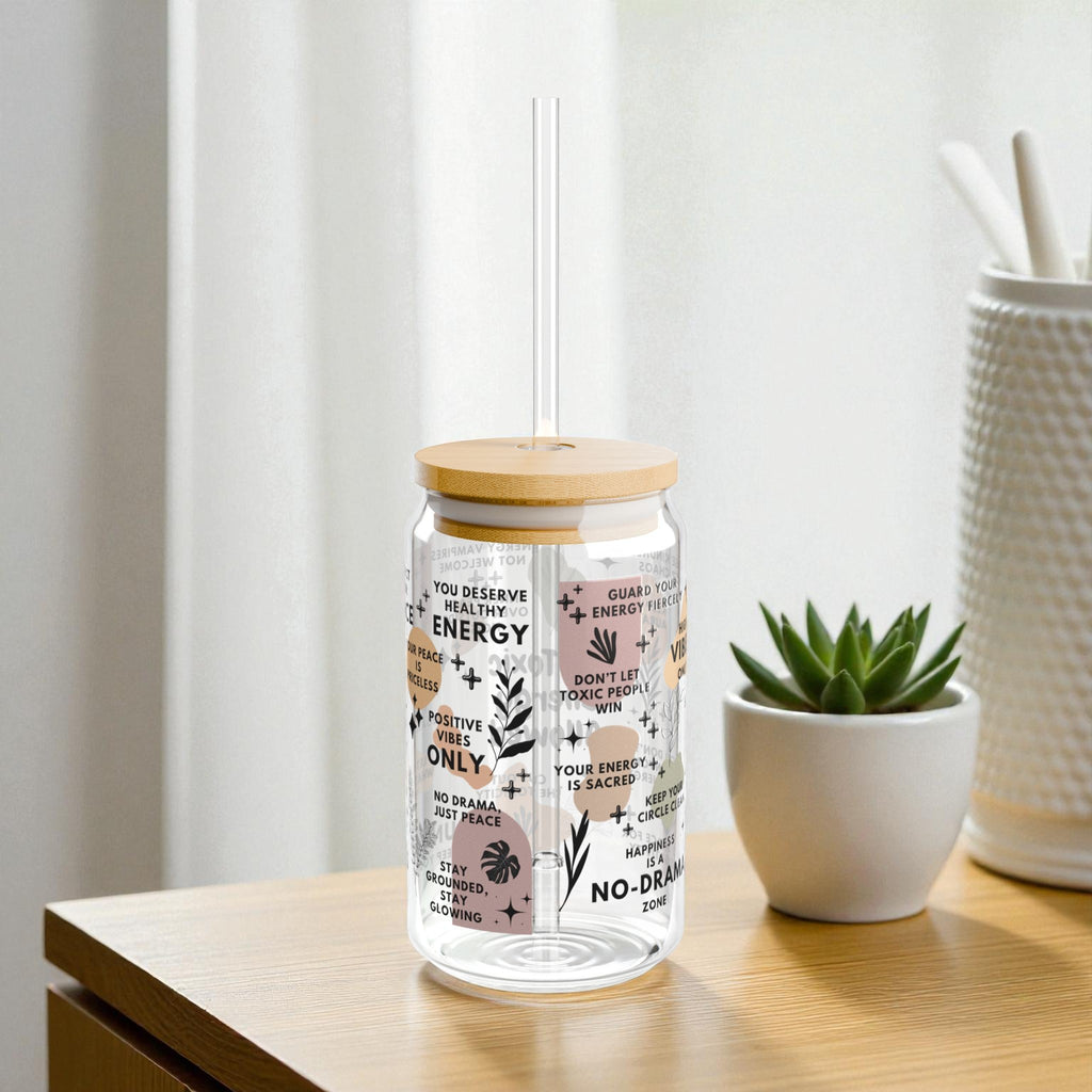 No Toxic Energy Allowed Glass Tumbler; 16oz