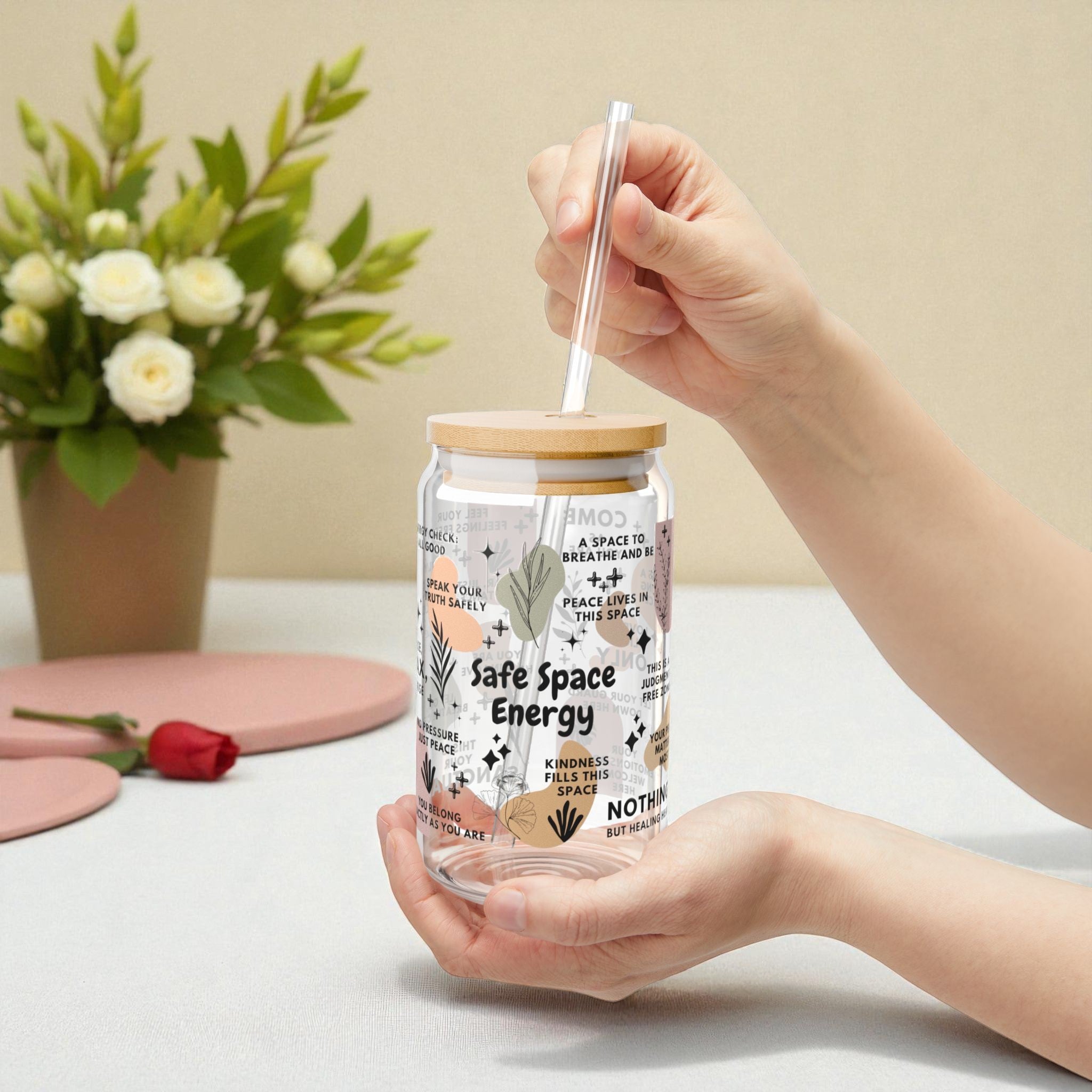 Safe Space Energy Glass Tumbler; 16oz