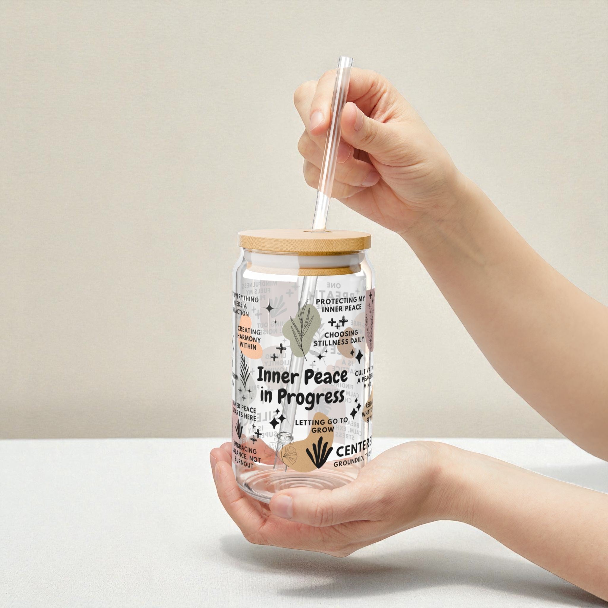 Inner Peace in Progress Glass Tumbler; 16oz
