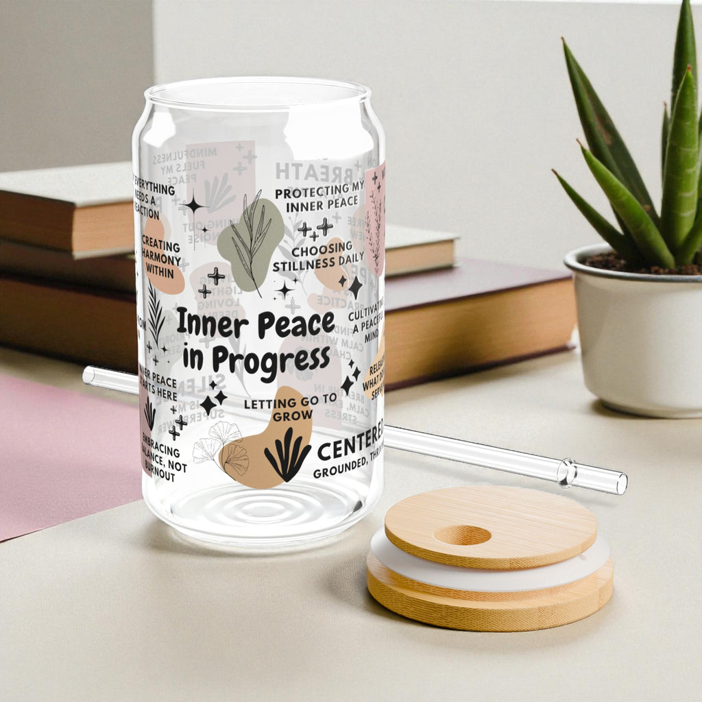 Inner Peace in Progress Glass Tumbler; 16oz