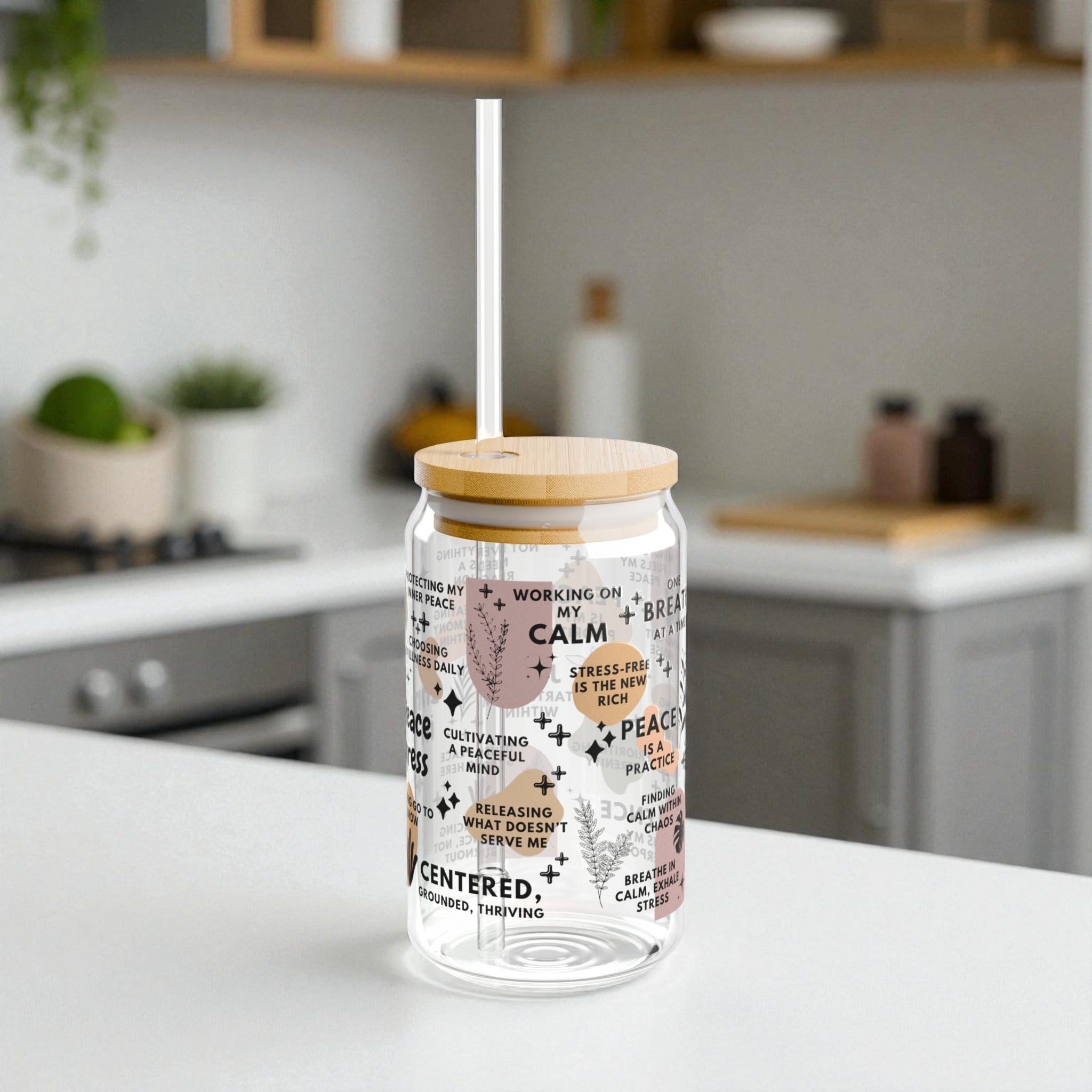 Inner Peace in Progress Glass Tumbler; 16oz