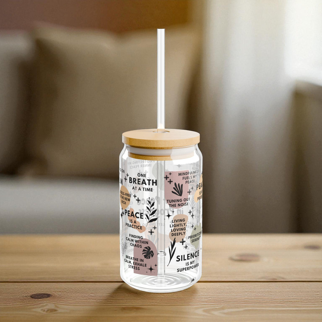 Inner Peace in Progress Glass Tumbler; 16oz