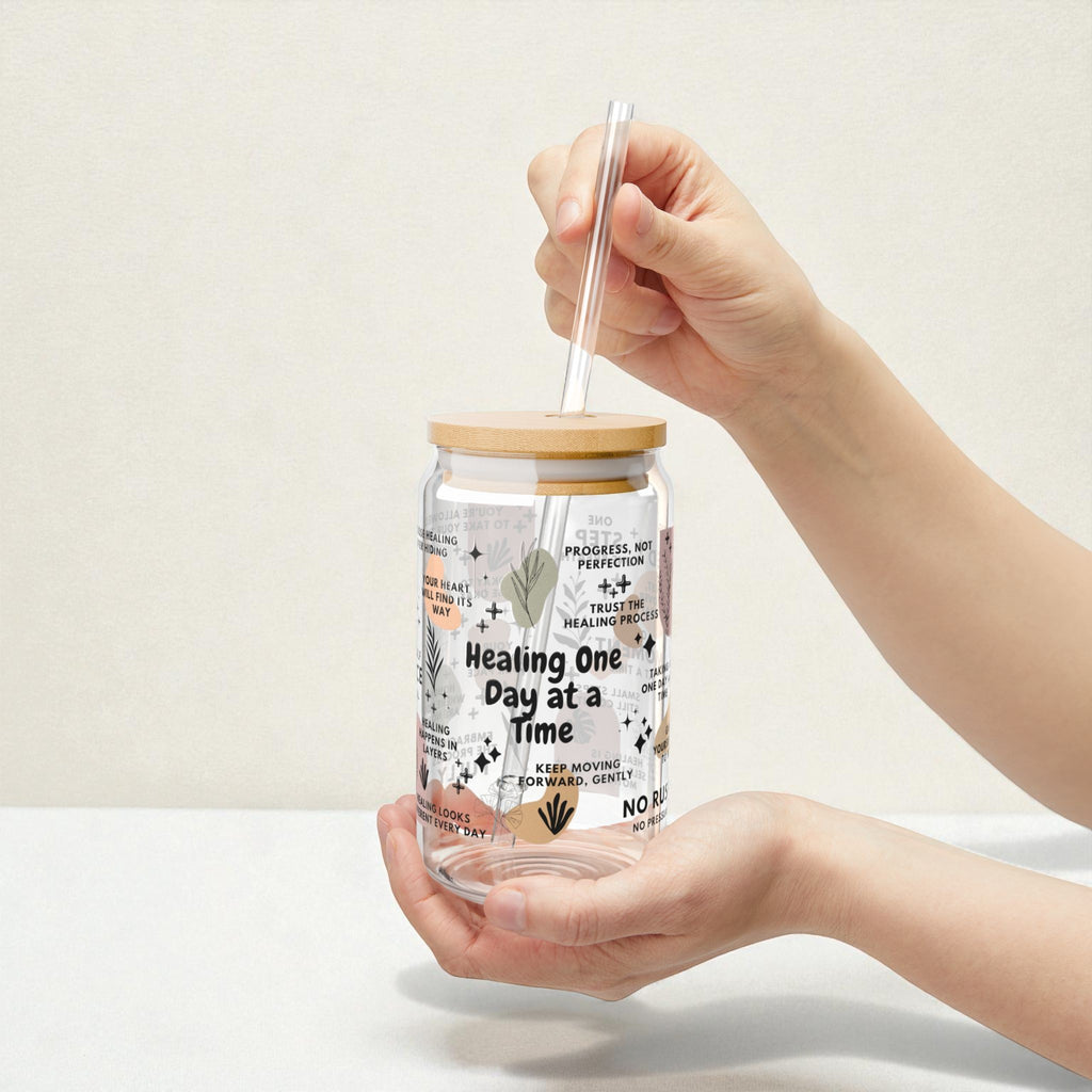 Healing One Day at a Time Glass Tumbler; 16oz
